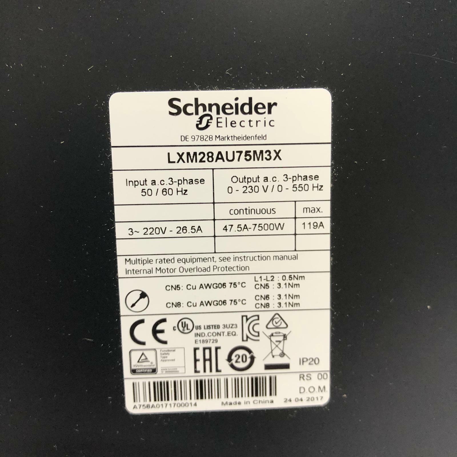[NEW] SCHNEIDER Lexium 28 113815 AC Servo Drive LXM28AU75M3X 230V 47.5A 7500W