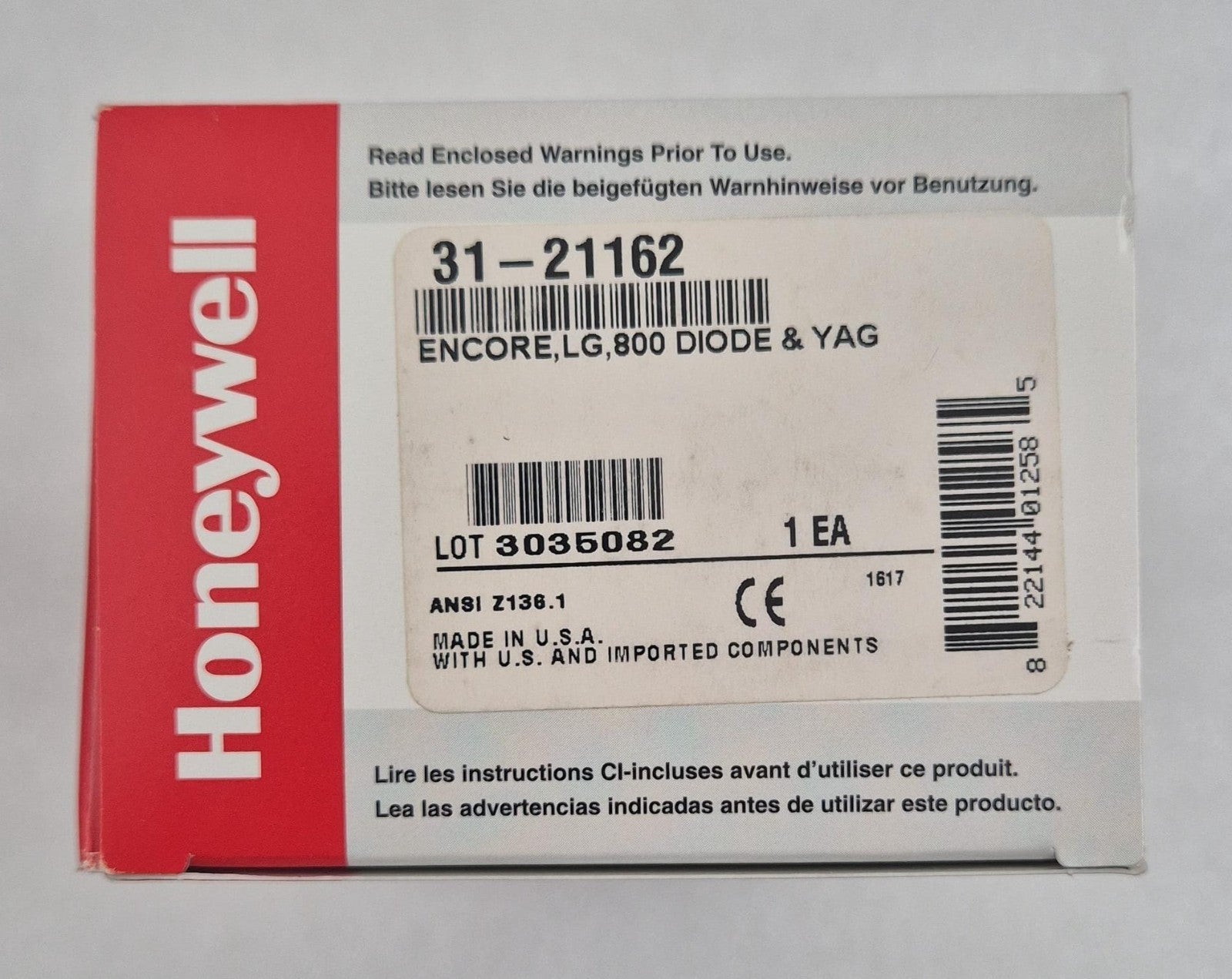 Honeywell 31-21162 laser eyewear temple marking detail