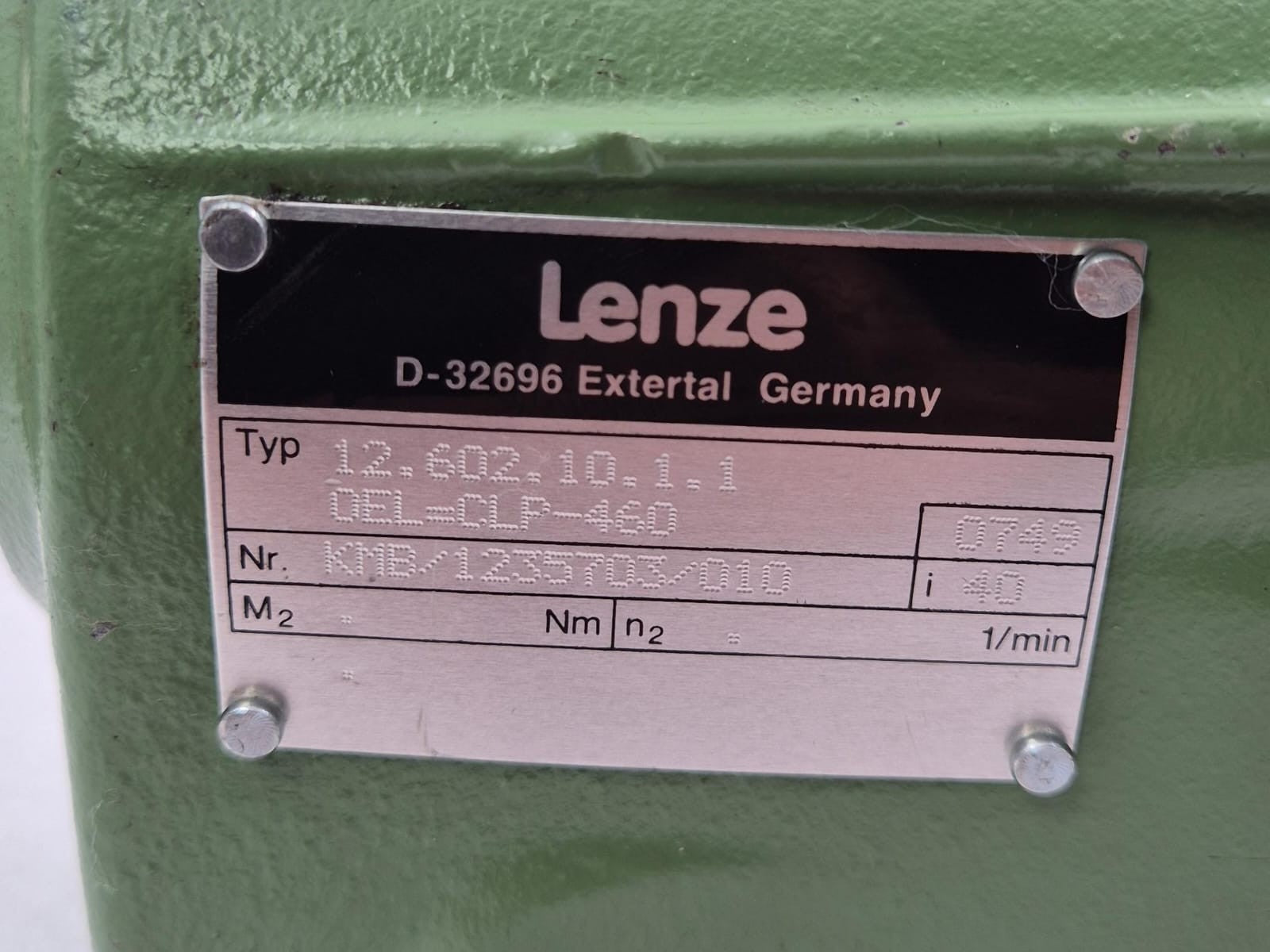 Lenze 12.602.10.1.1 OEL=CLP-460 MOTOR GEAR REDUCER i=40 W/ INTORQ BFK458-08N