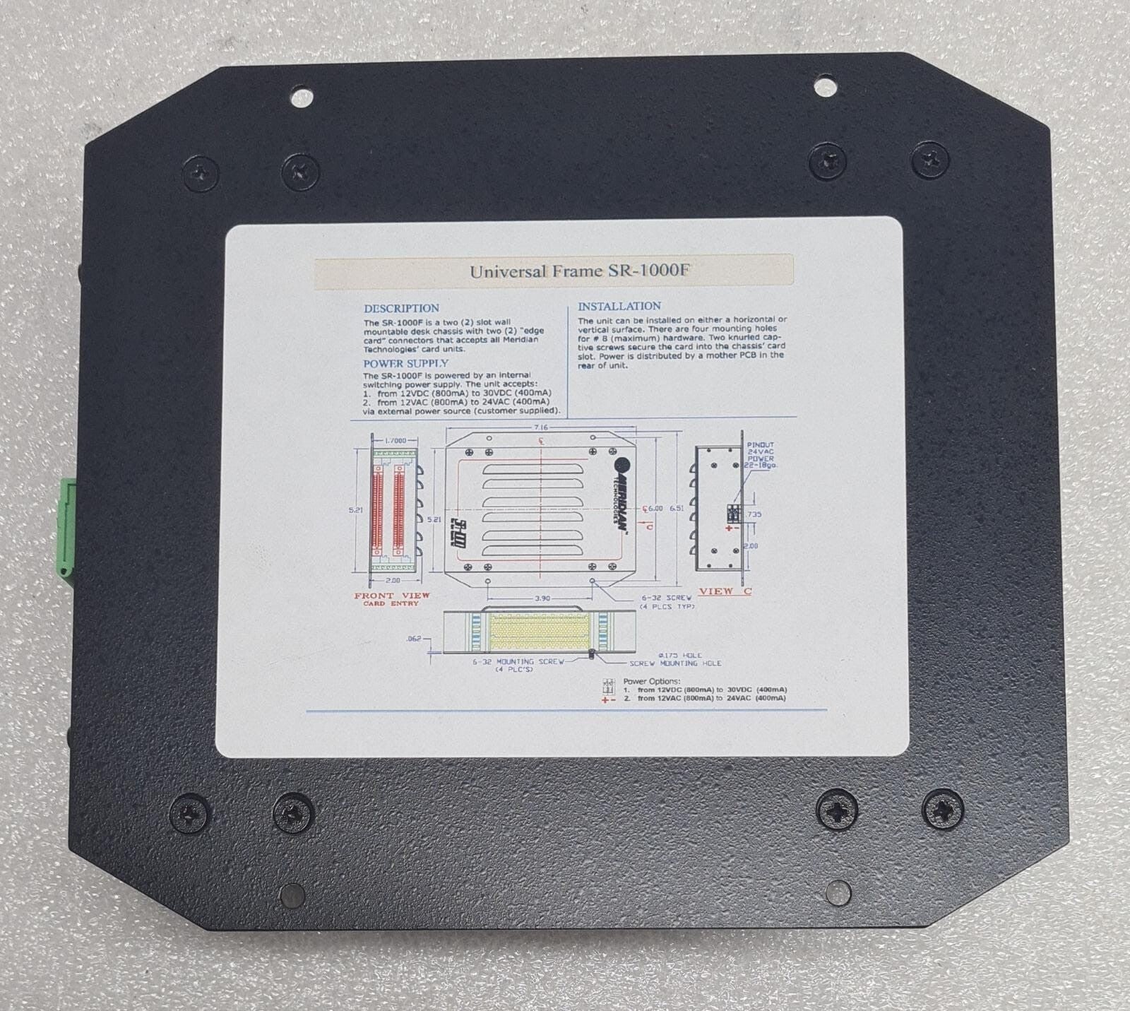 Meridian Technologies SR-1001/SF Fiber Optics SA-1000 Expansion Unit Chassis