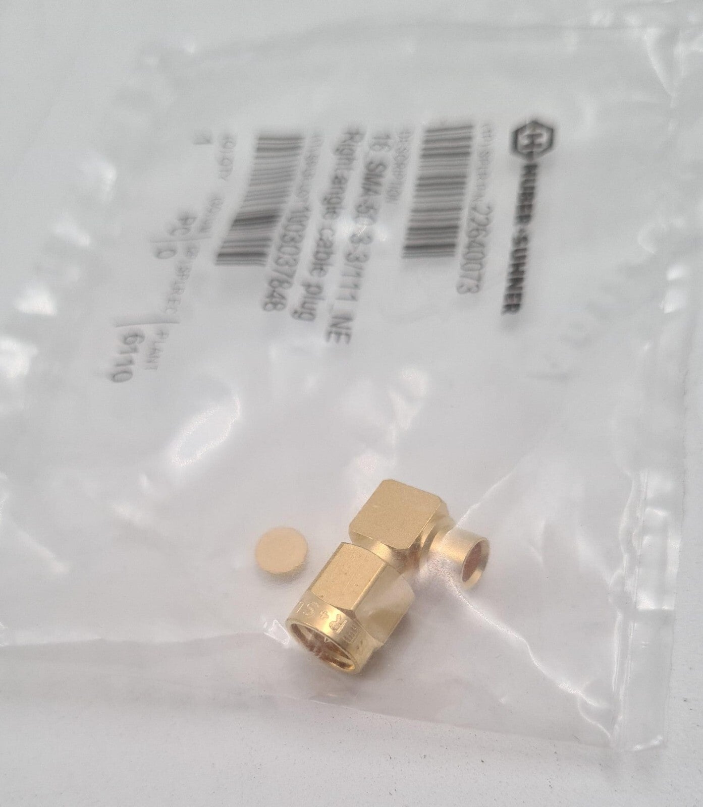 [LOT 10] NEW - HUBER SUHNER 22640073 16_SMA-50-3-3/111_NE Right Angle Cable Plug