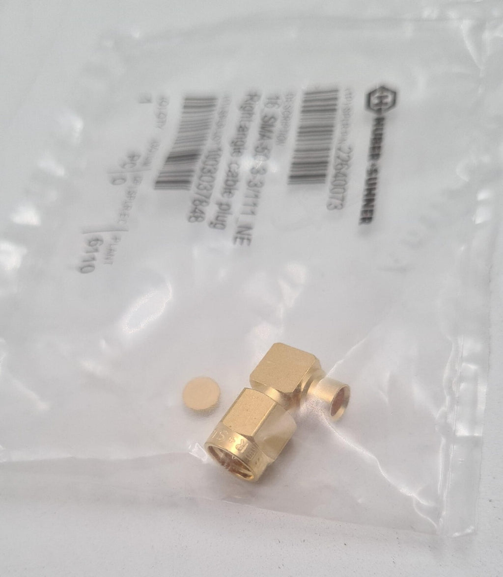[LOT 10] NEW - HUBER SUHNER 22640073 16_SMA-50-3-3/111_NE Right Angle Cable Plug