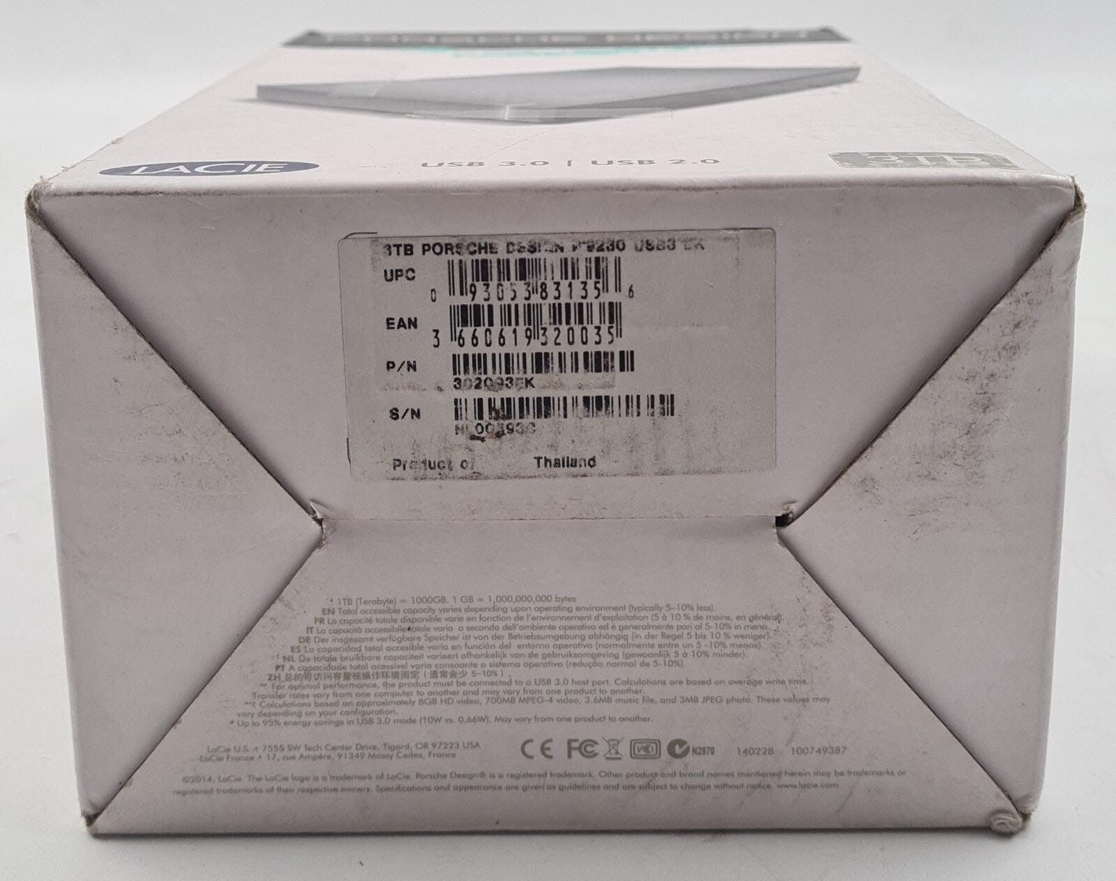 NEW - LACIE Porsche Design DESKTOP External Hard Drive 3TB USB 3.0 / 2.0