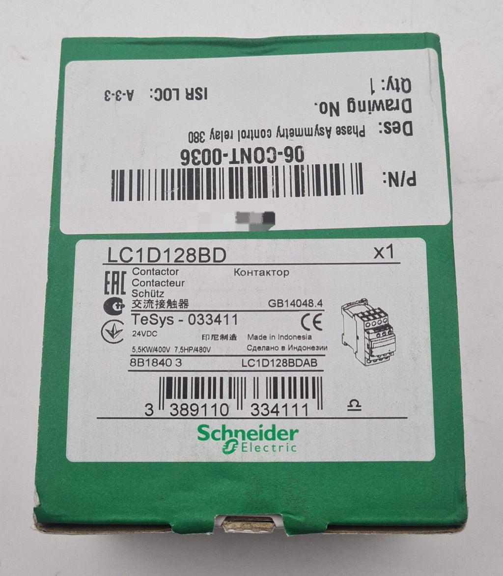 NEW IN BOX - Schneider Electric LC1D128BD Contactor 24VDC TeSys 033411