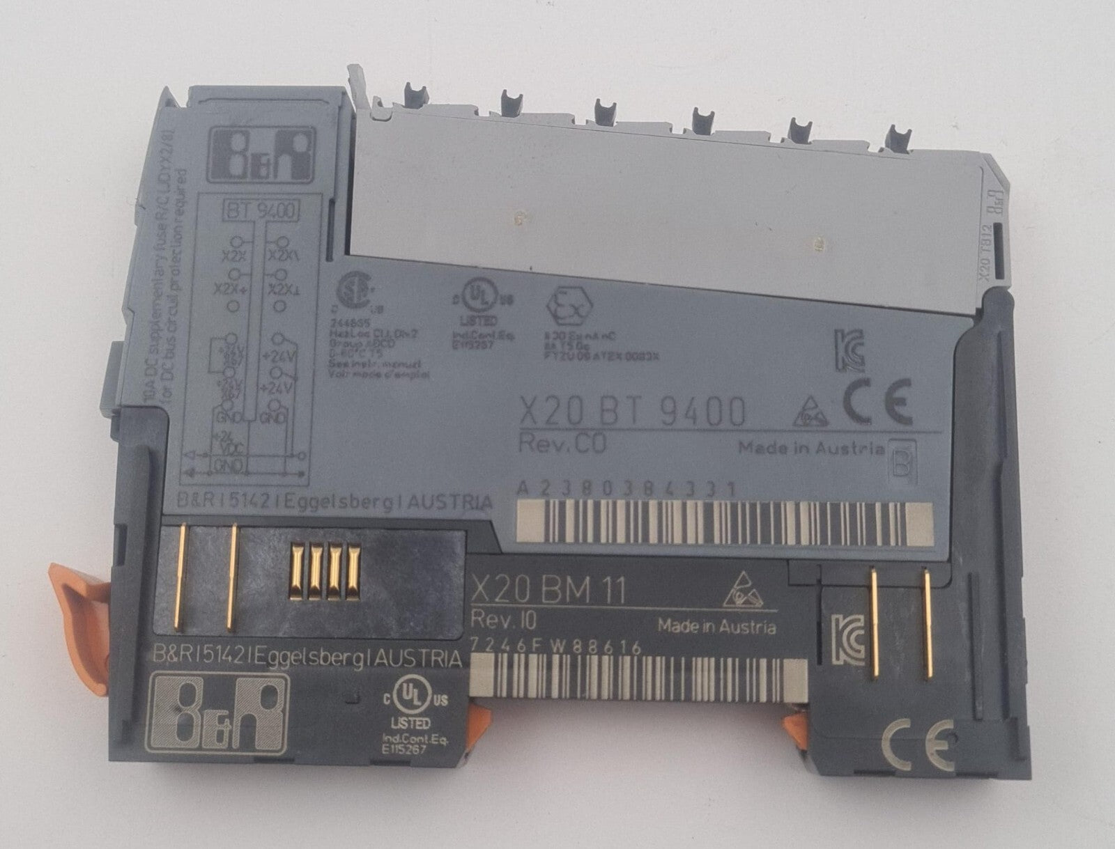 B&R X20 BT 9400 Digital Control Bus Transmitter Module W/ X20 BM 11 Base