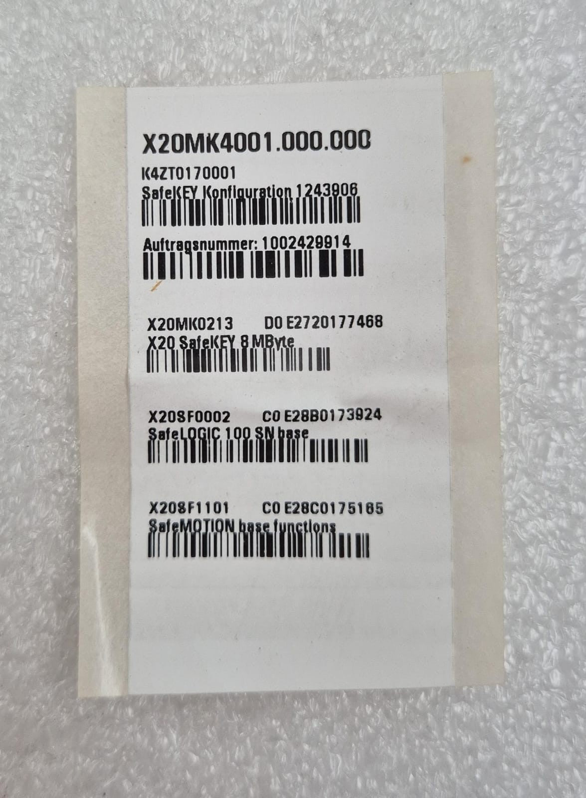 NEW - B&R Automation Security Key X20MK0213 Rev D0 SafeKEY for X20 SL 80xx