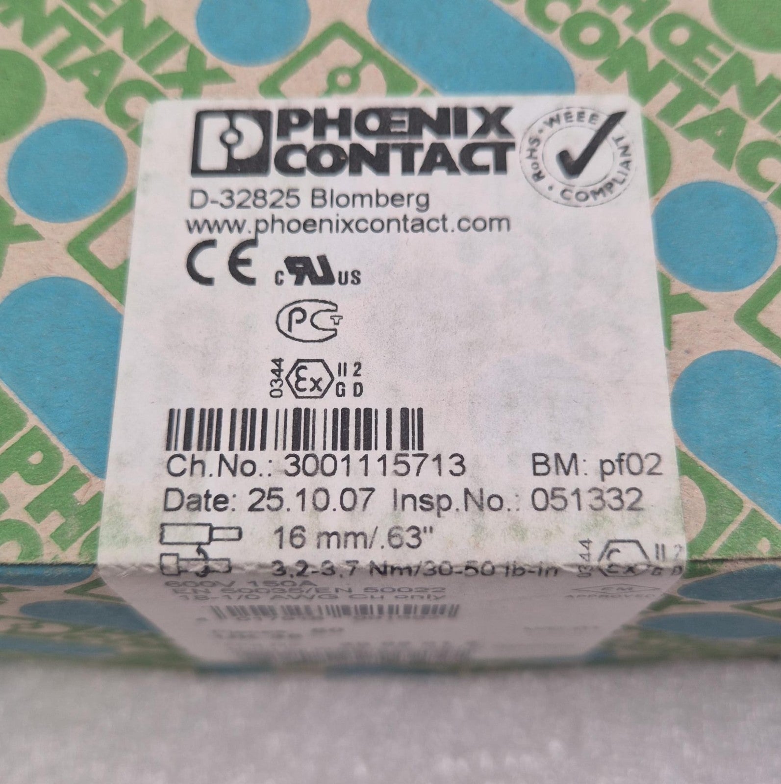 [50pcs] NEW - PHOENIX CONTACT UK 35 3008012 Straight-through Terminal Block