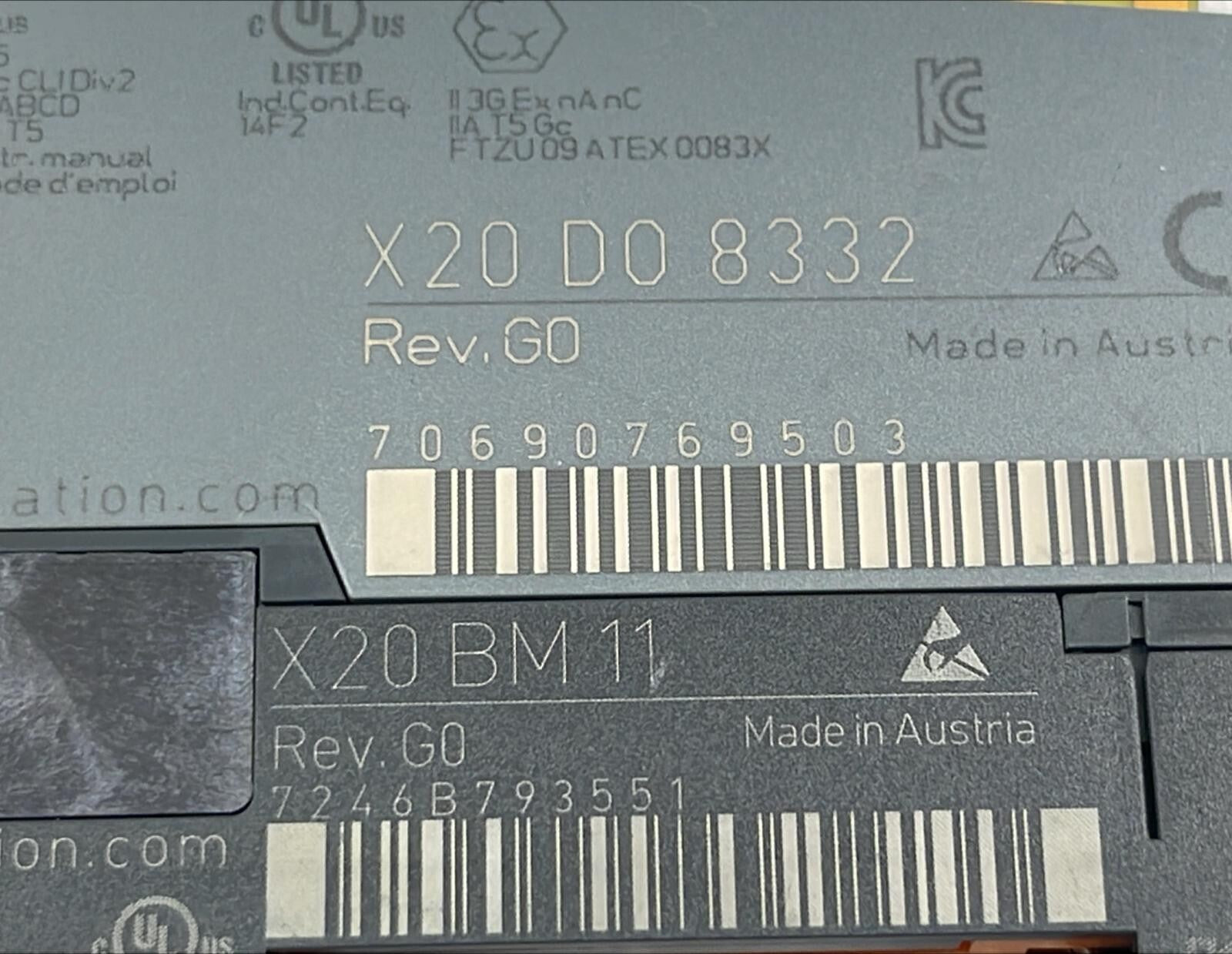 ]LOT 2 PCS] B&R Automation X20 DO 8332 Digital Control Module W/ X20 BM 11