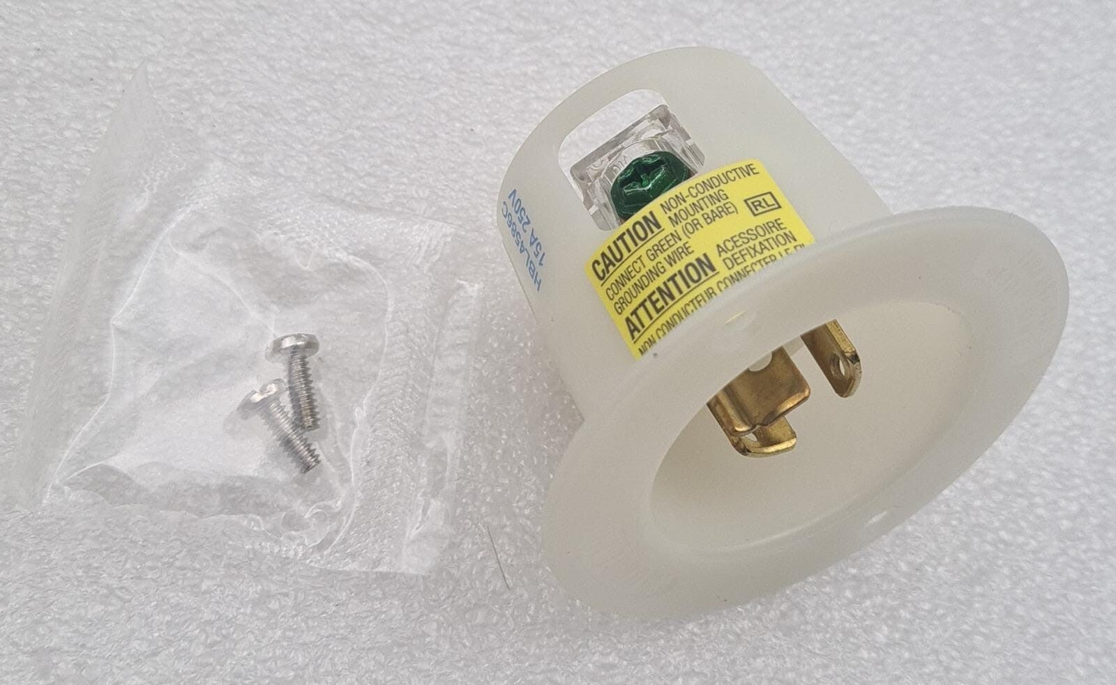 [LOT 14] NEW - HUBBELL HBL4586C 15A 250V 2-Pole 3-Wire Flanged Inlet Twist Lock