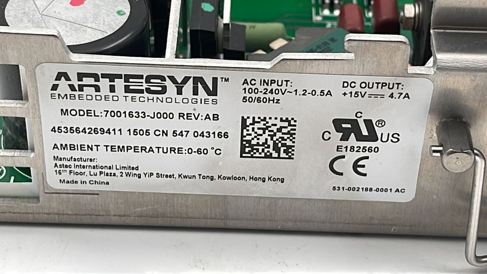 ARTESYN 7001633-J00 Monitor Power Supply 509-010247-0001