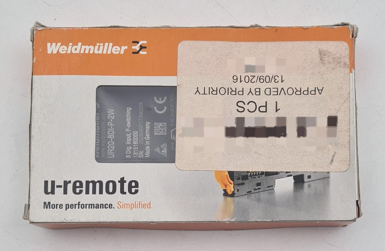 NEW - Weidmüller UUR20-8DI-P-2W 1315180000 u-remote Module 8DI-P P-switching