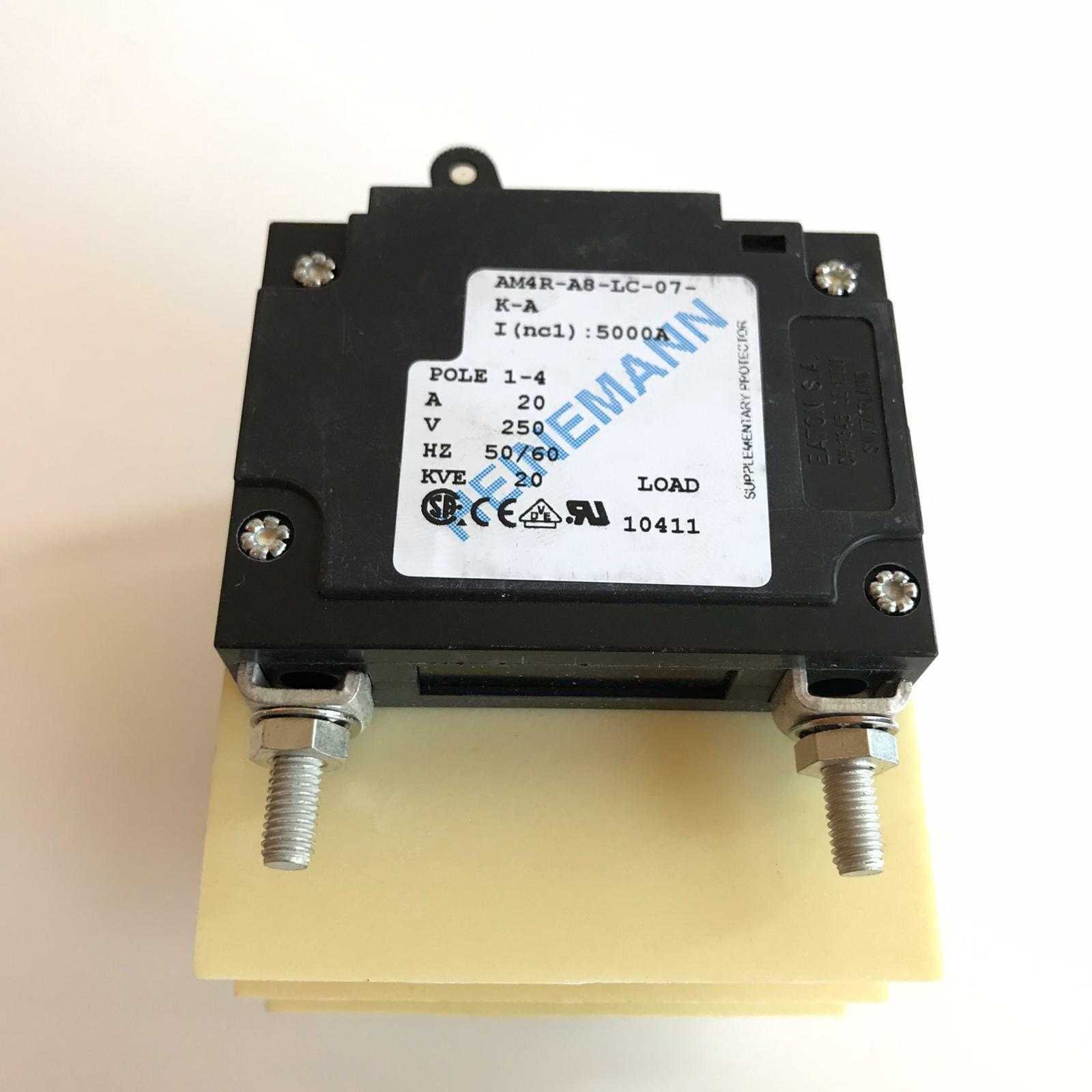 1X HEINEMANN AM4R-A8-LC-07-K-A 20A 250V 50/60Hz 20KvA CIRCUIT BREAKER