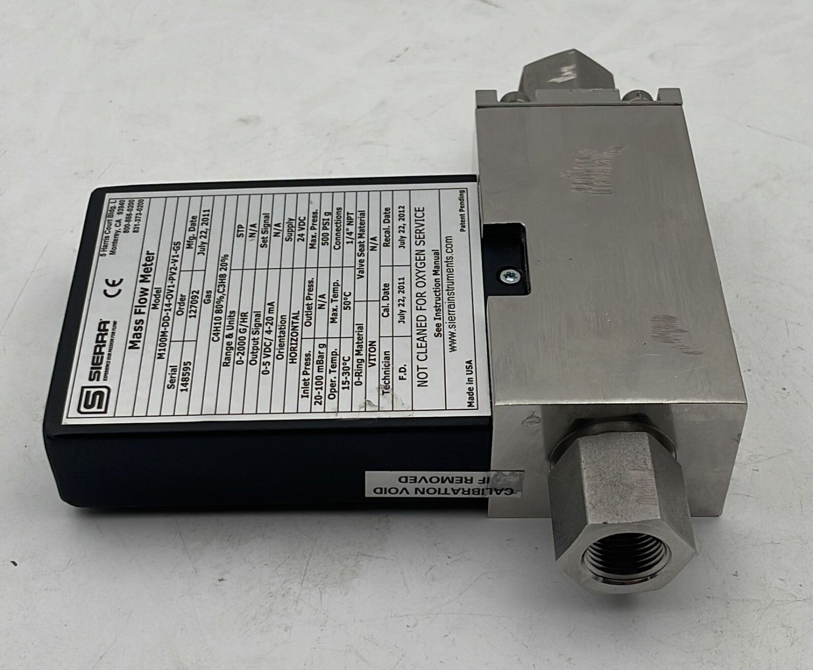 SIERRA M100M-DD-14-OV1-PV2-V1-GS MASS FLOW METER **AS IS