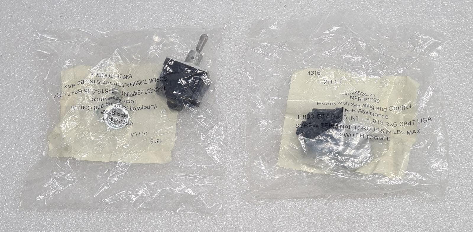[LOT OF 2] NEW SEALED - Honeywell Switch Toggle MS24524-21 MFR 91929  3-Position