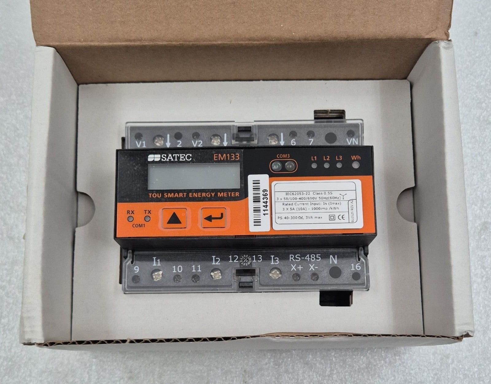 SATEC EM133 TOU energy meter inside packaging