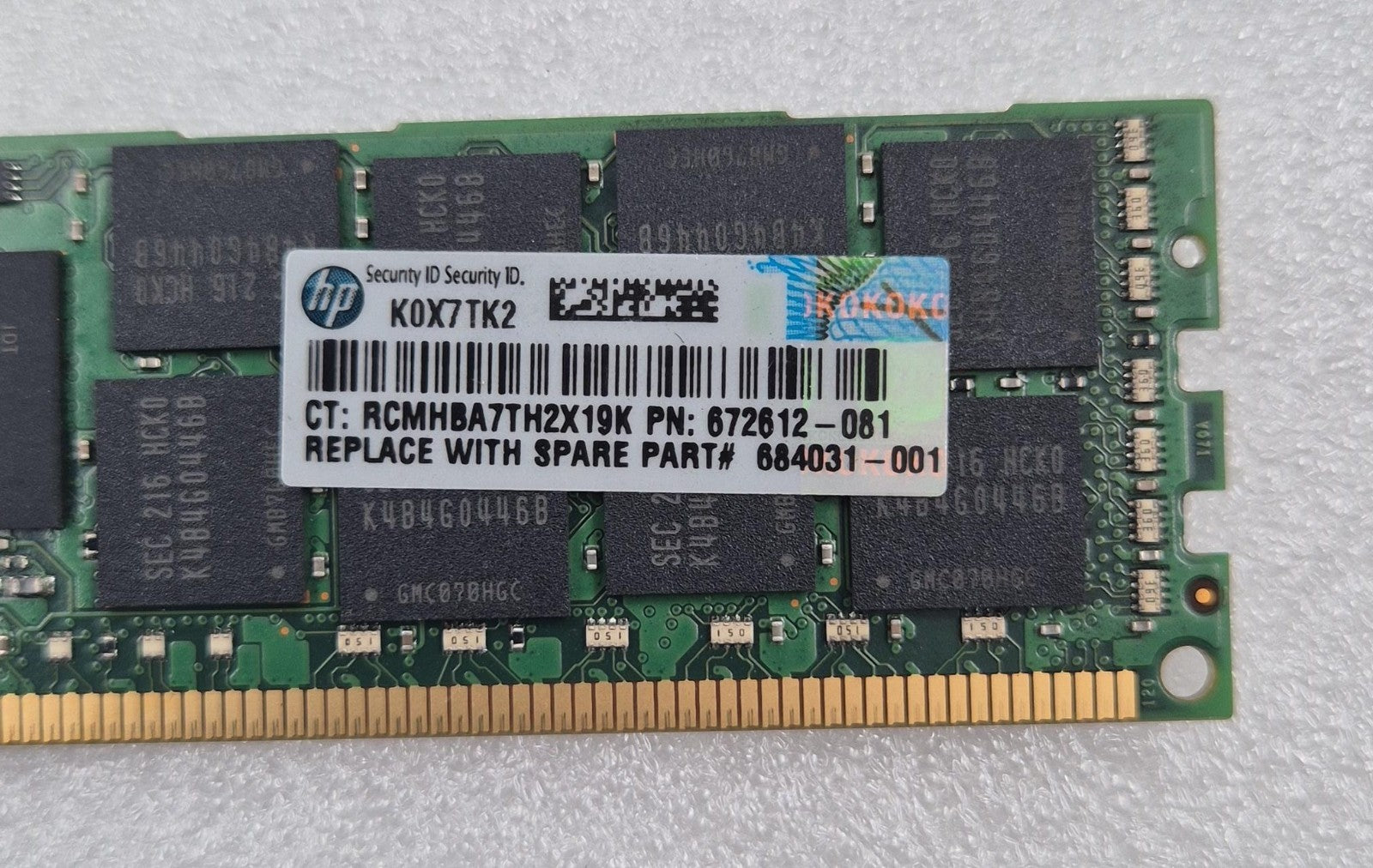 Samsung 16GB DDR3 ECC Registered server memory module front view