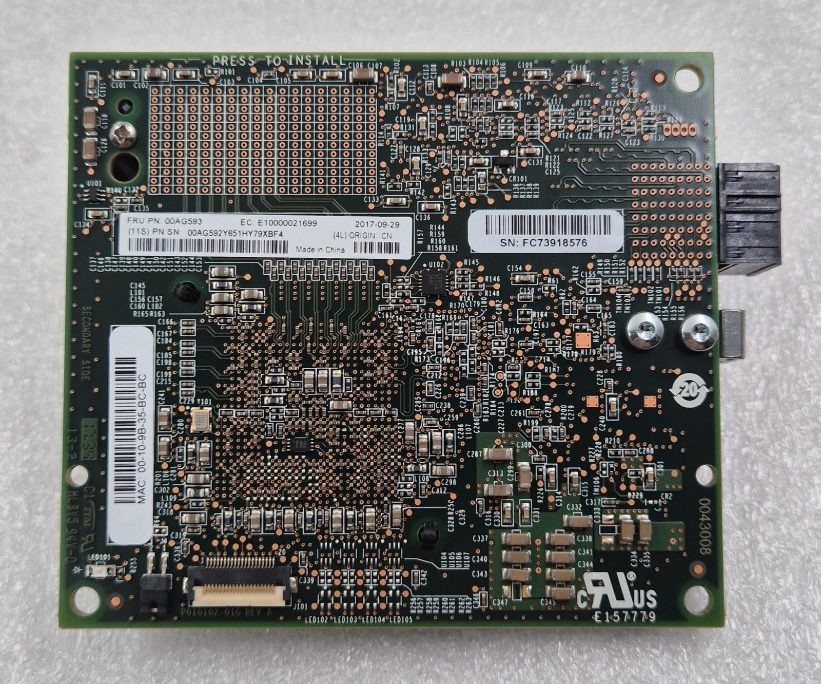 Lenovo 00AG593 P010103-41B 4-Port 10Gb Virtual Fabric Adapter for Flex System