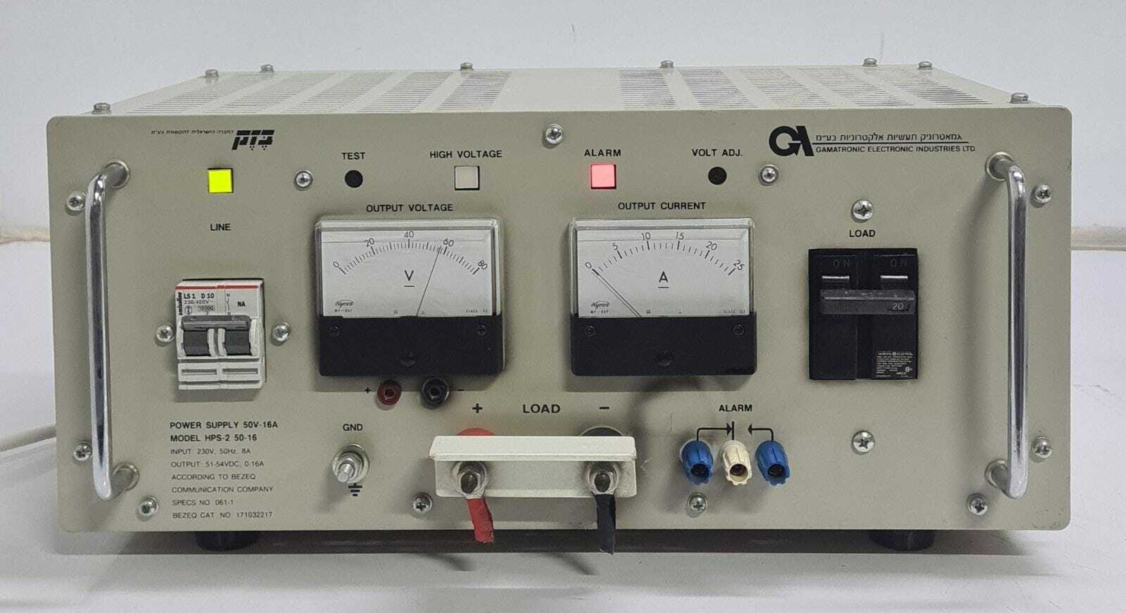 GAMATRONIC ELECTRONIC HPS-2 50-16 POWER SUPPLY 50V-16A / BEZEQ 17103221