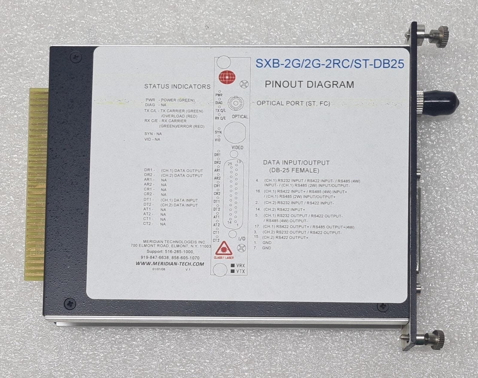 Meridian Technologies SXB-2G/2G-2RC/ST-DB25 Fiber-Optic Transmission