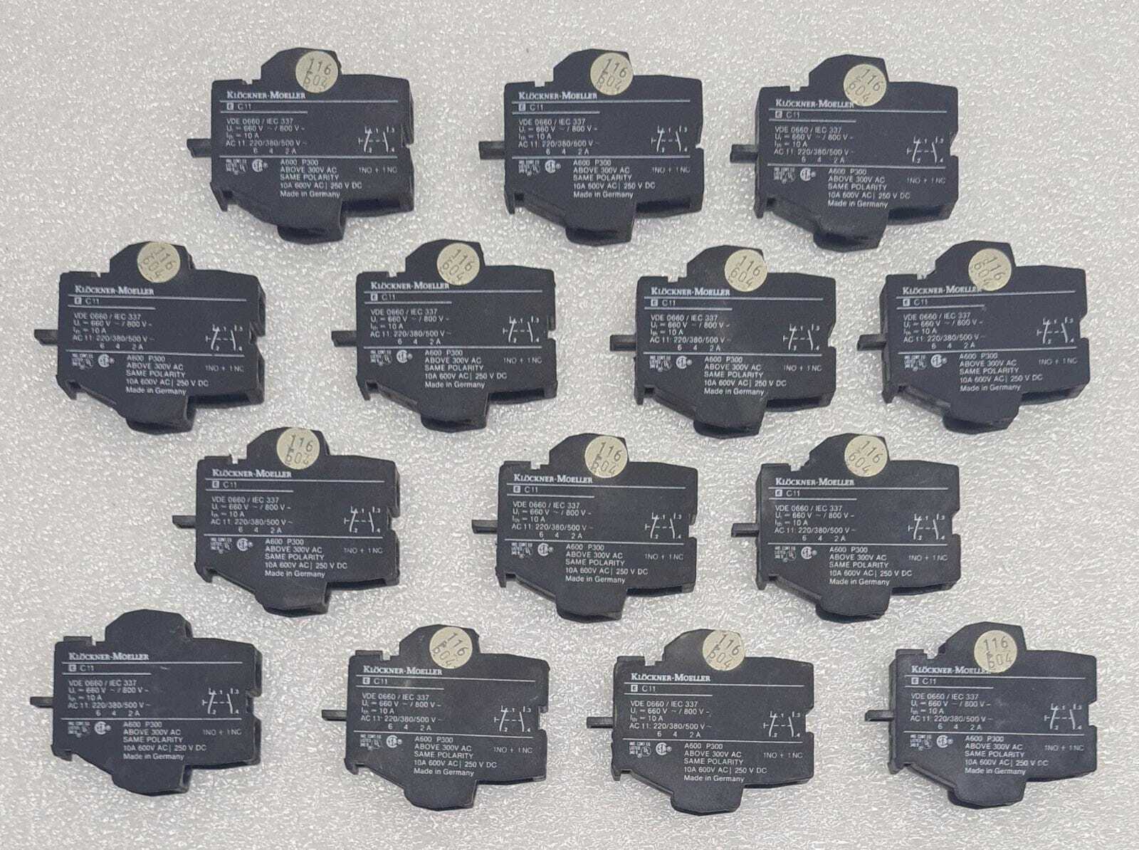 [LOT OF 14] KLOCKNER MOELLER CONTACT BLOCK E C11 VDE 0660 IEC 337