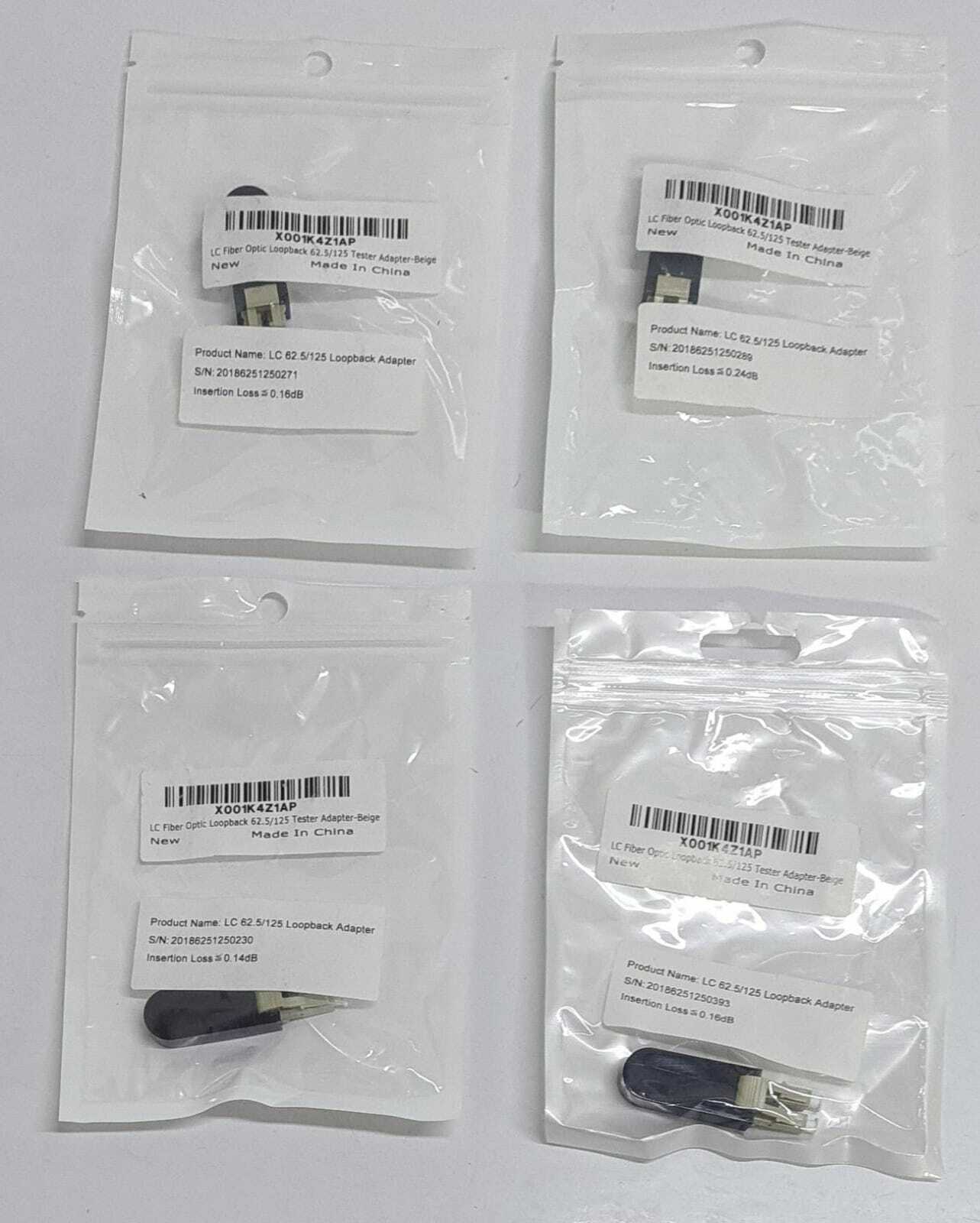 [LOT OF 4] NEW - LC Fiber Optic Loopback 62.5/125 Tester Adapter