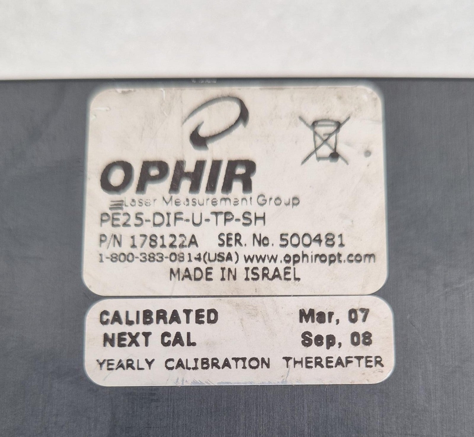OPHIR PE25-DIF-U-TP-SH 178122A High Energy Pyroelectric Sensor