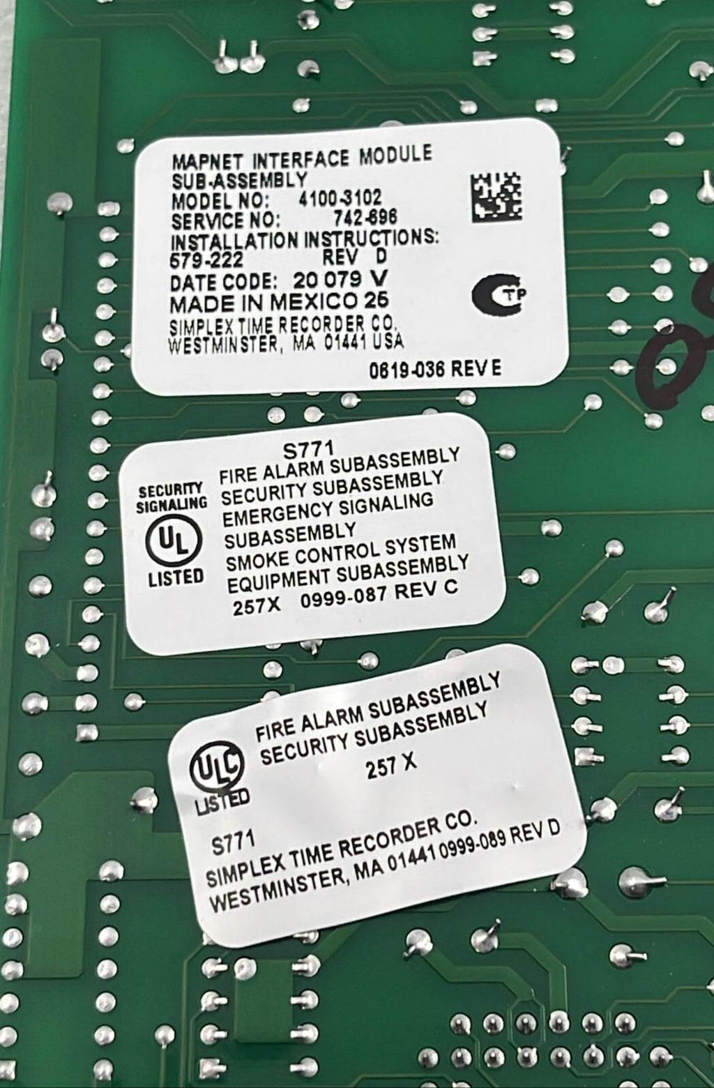 Simplex Net Map Board SIMPLEX MAPNET II TRANSCEIVER ASSY 0566-736 PCB Fire Alarm Control Pan