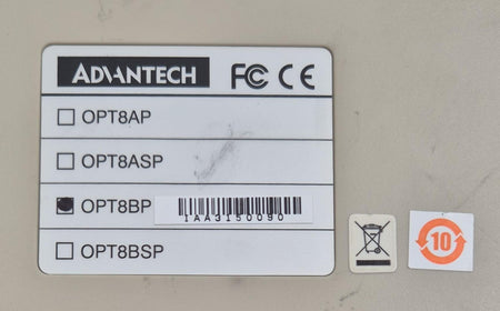 ADVANTECH OPT8BP model identification label close-up