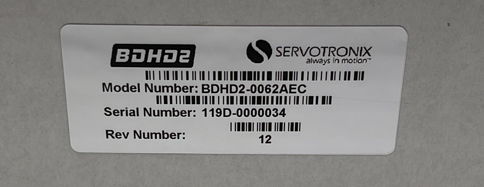 Servotronix BDHD2 Servo Drive BDHD2-0062AEC