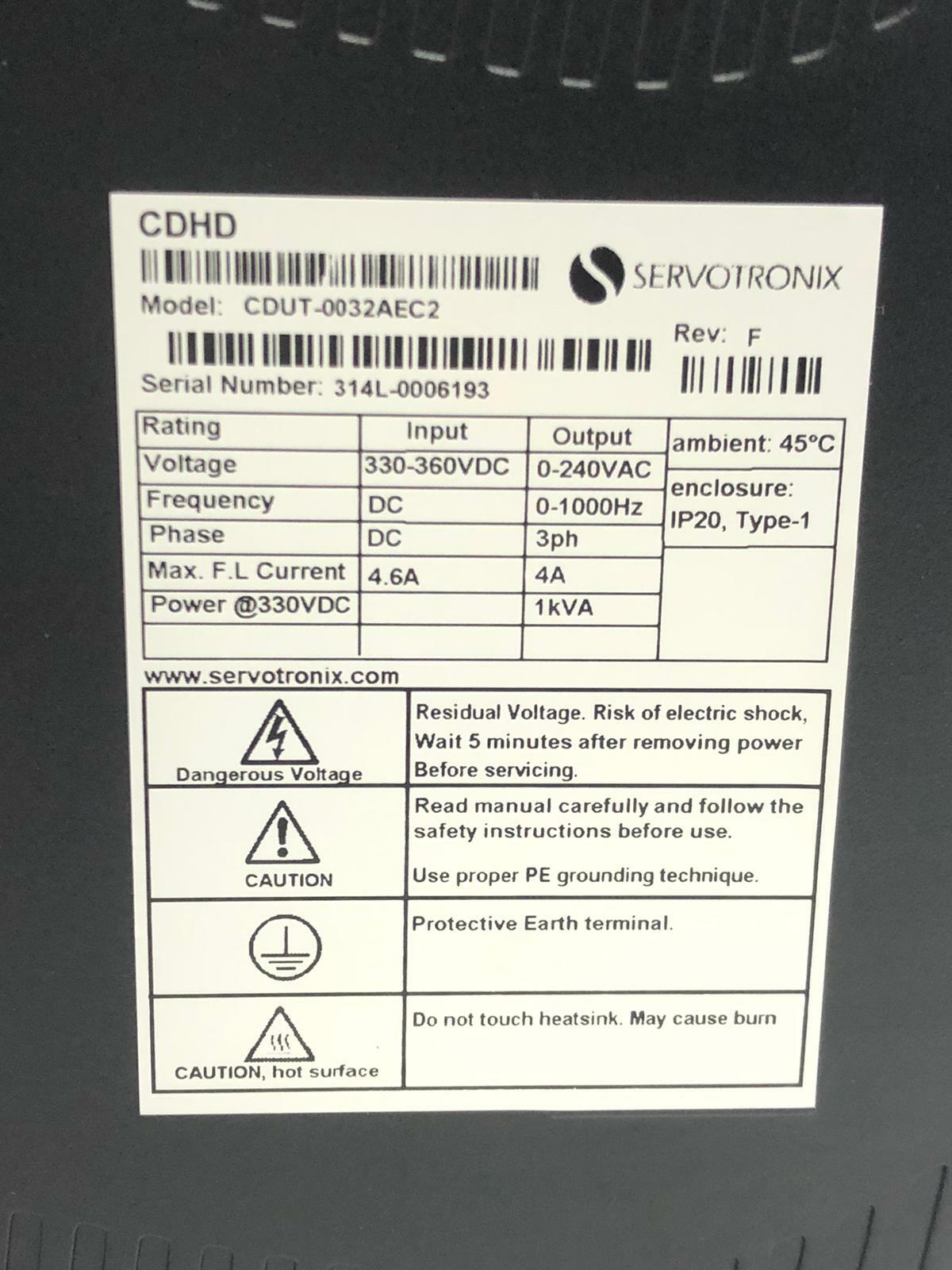 **NEW** Servotronix CDHD Servo Drive CDUT-0032AEC2 3-Phase 1kW 4A 240VAC