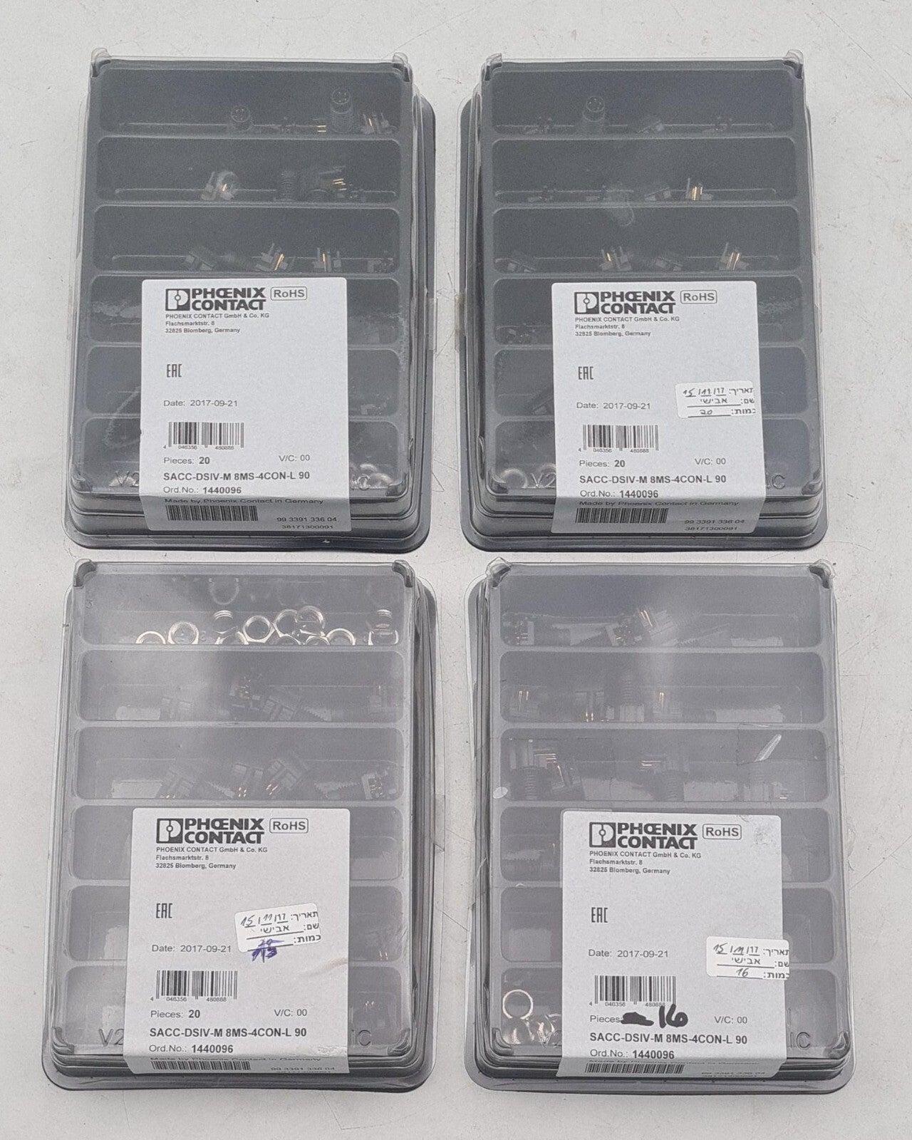 [LOT 71] NEW- PHOENIX CONTACT SACC-DSIV-M 8MS-4CON-L 90 Sensor Connector M8 Male