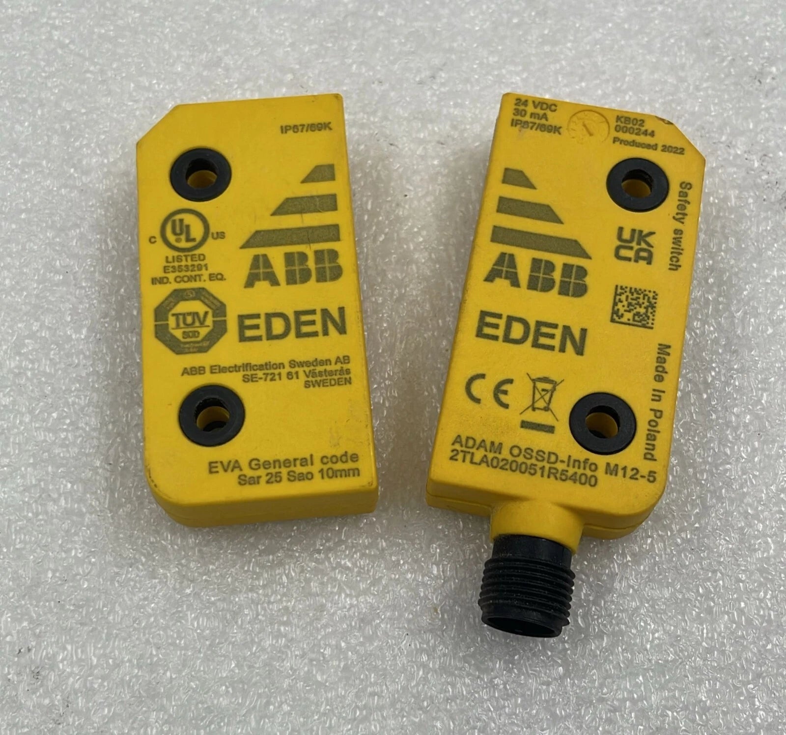 ABB EDEN Safety Switch ADAM OSSD-info M12-5  2TLA020051R5400 EVA 2TLA020046R0800