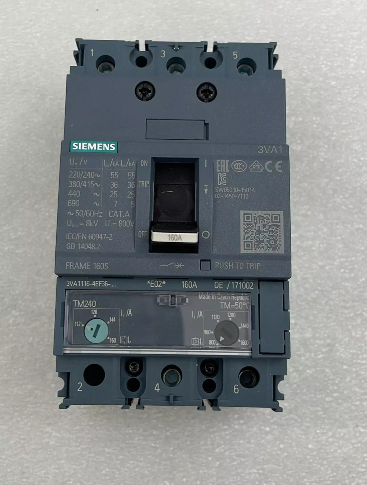 *NEW* Siemens 3VA1116-4EF36-0AA0 Molded Case Circuit Breaker FRAME 160 S
