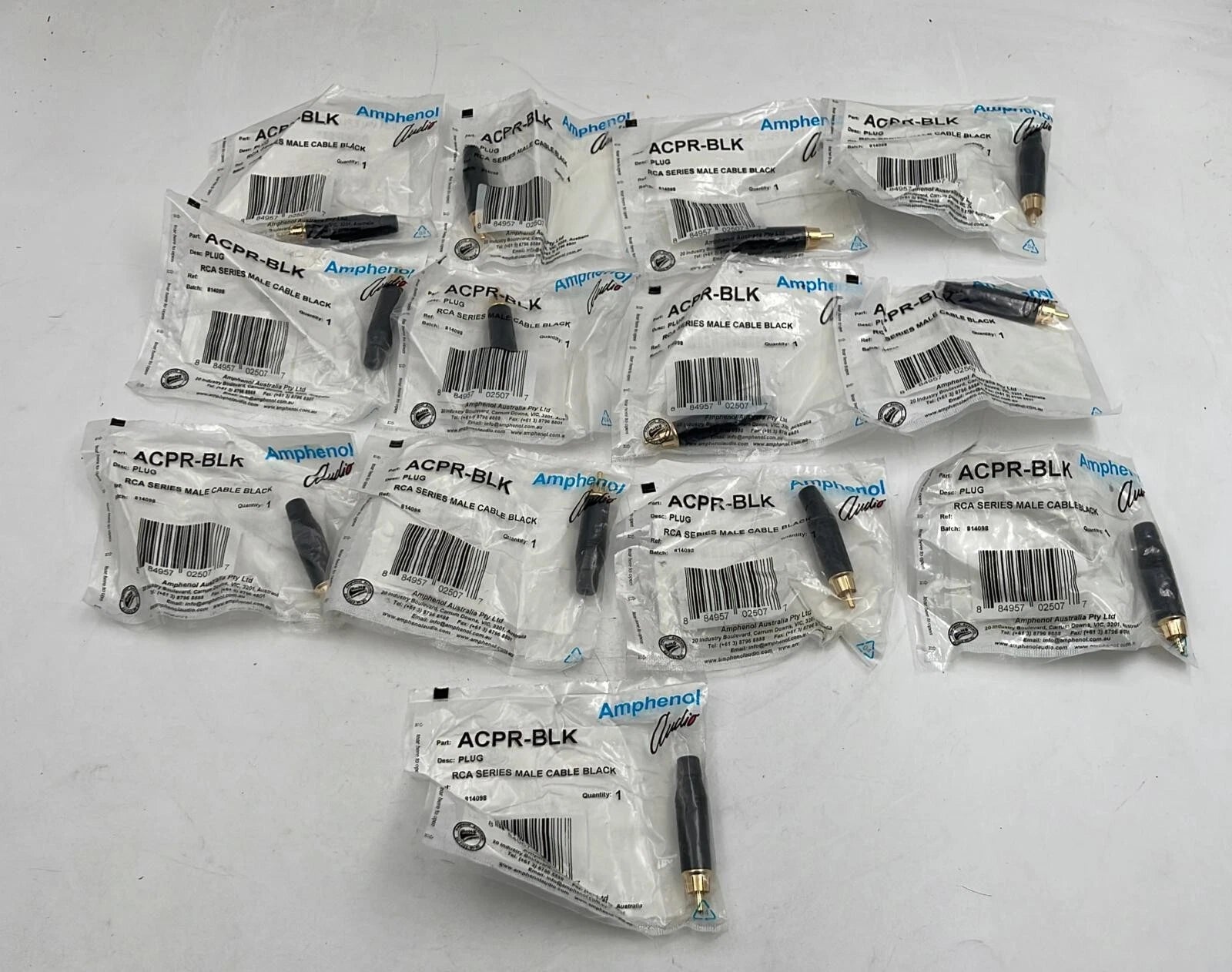Amphenol ACPR-BLK diecast RCA male connectors lot with original packaging