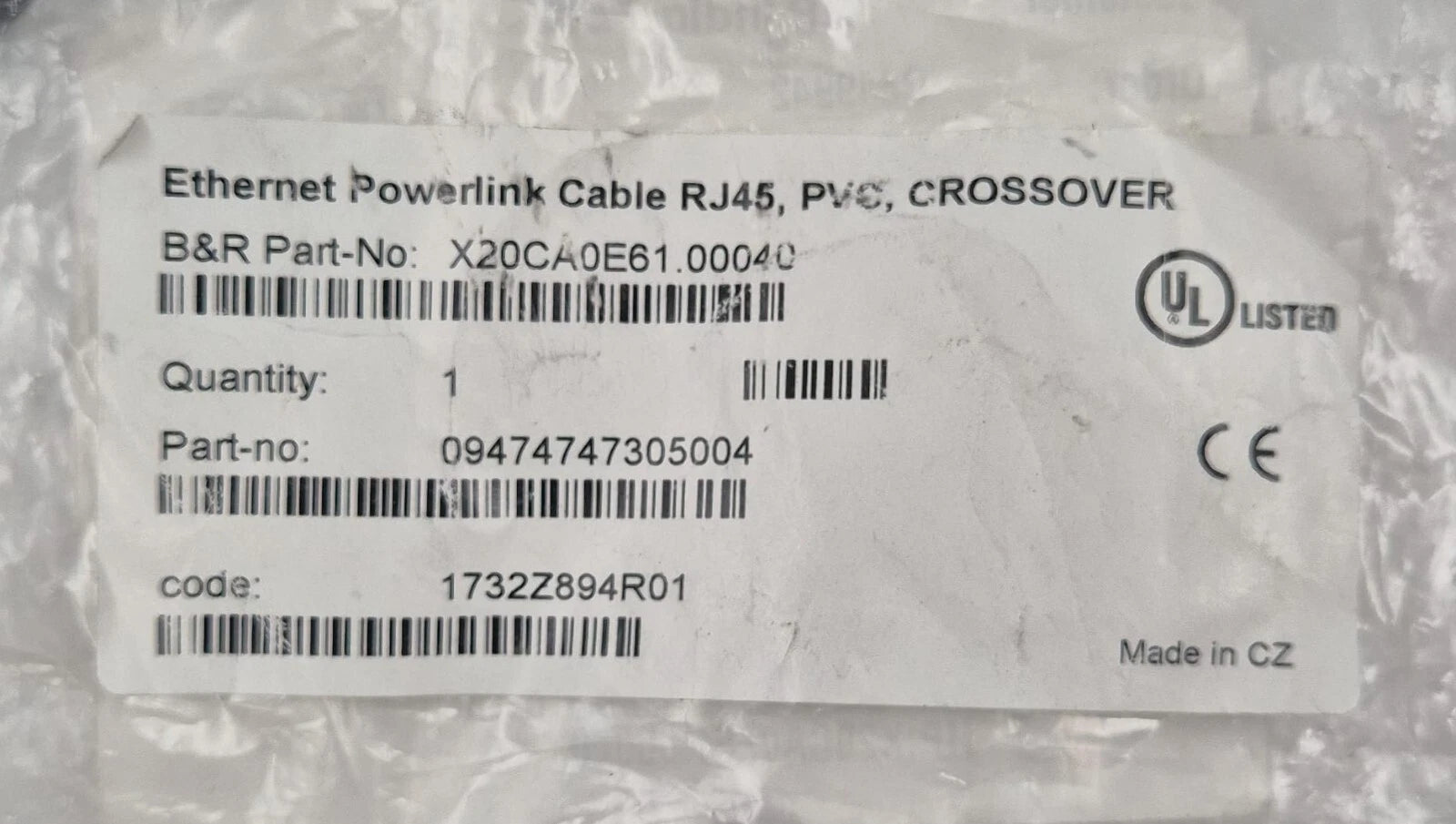 *NEW* B&R X20CA0E61.00040 Ethernet Powerlink Cable RJ45 PVC Connector 13"