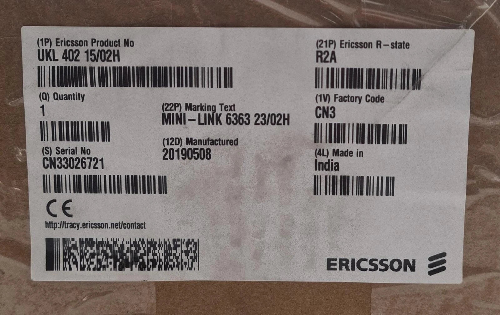 NEW - Ericsson Radio unit UKL 402 15/02H MINI-LINK 6363 23/02H R2A