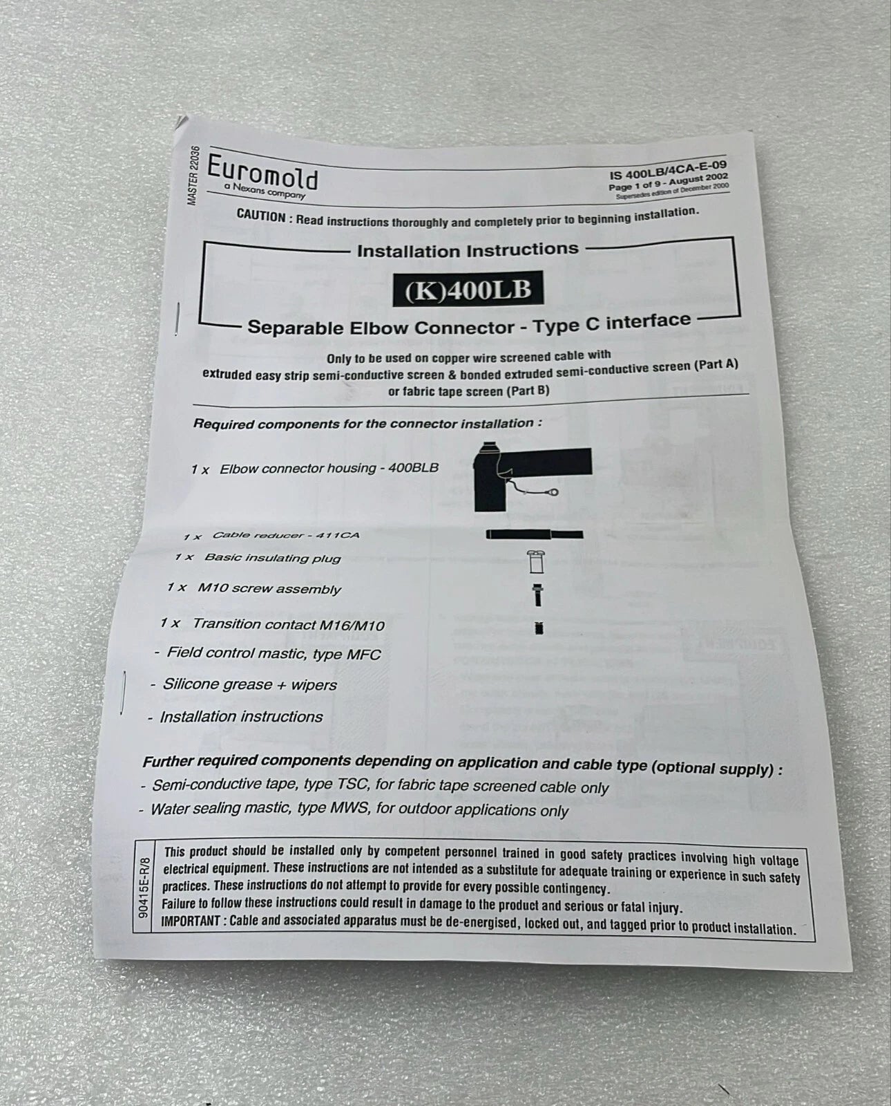 [LOT 3 PCS] Nexans Euromold K400BLB/G Separable Elbow Connector Housing KIT