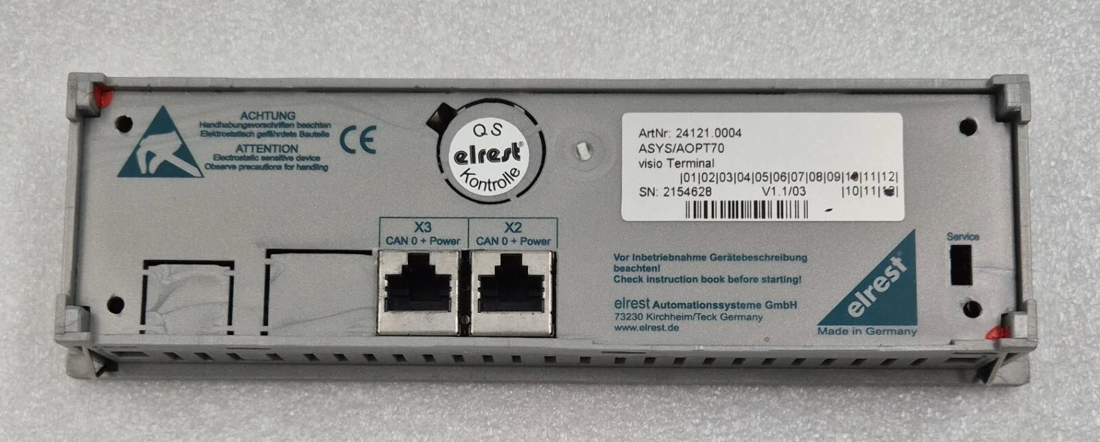 Elrest ASYS HMI AOP T70 24121.0004 V1.1/03 ASYS/AOPT70 Visio Terminal
