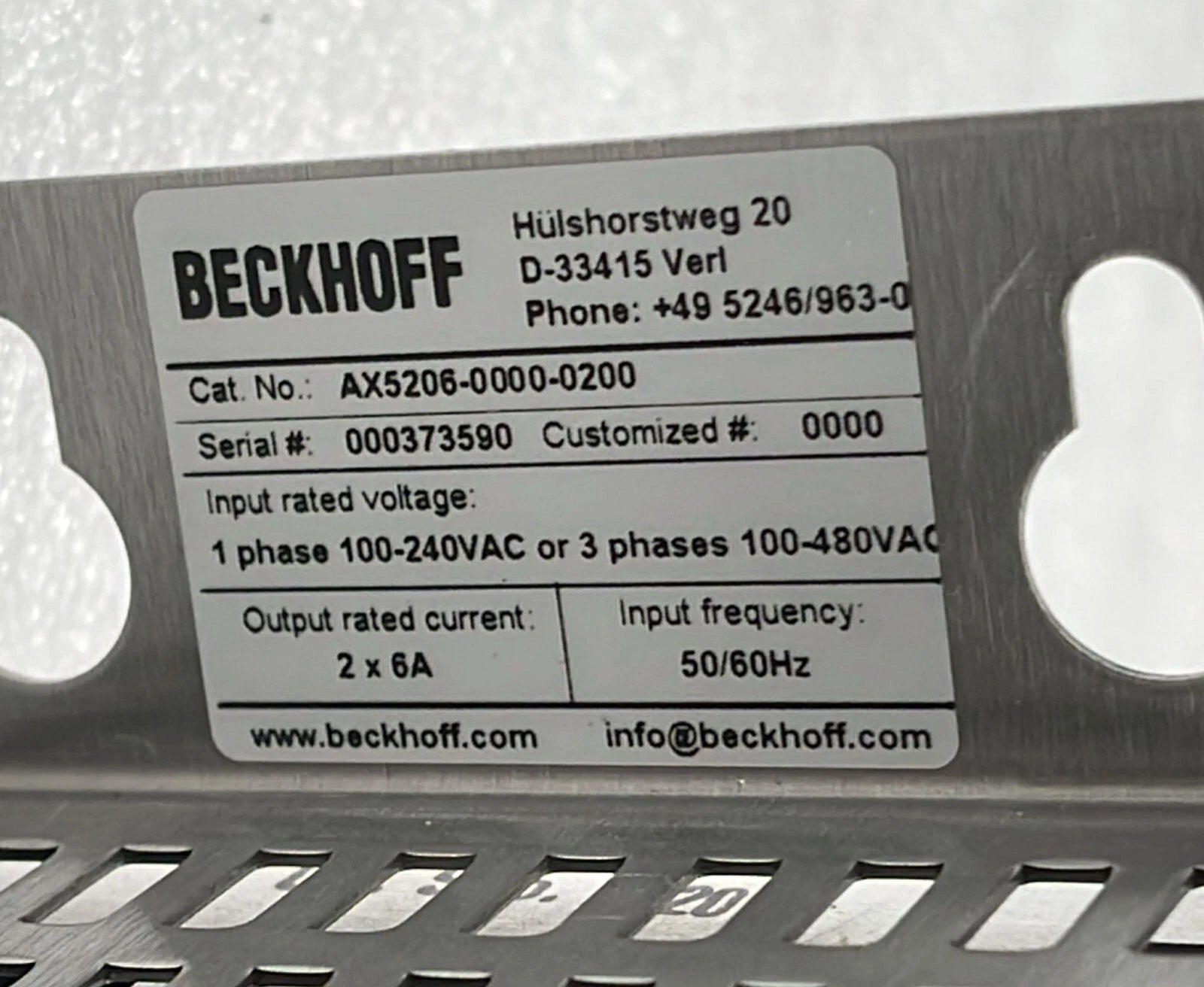 BECKHOFF AX5206-0000-0200 Digital Compact Servo Drive 2-channel W/ AX5805