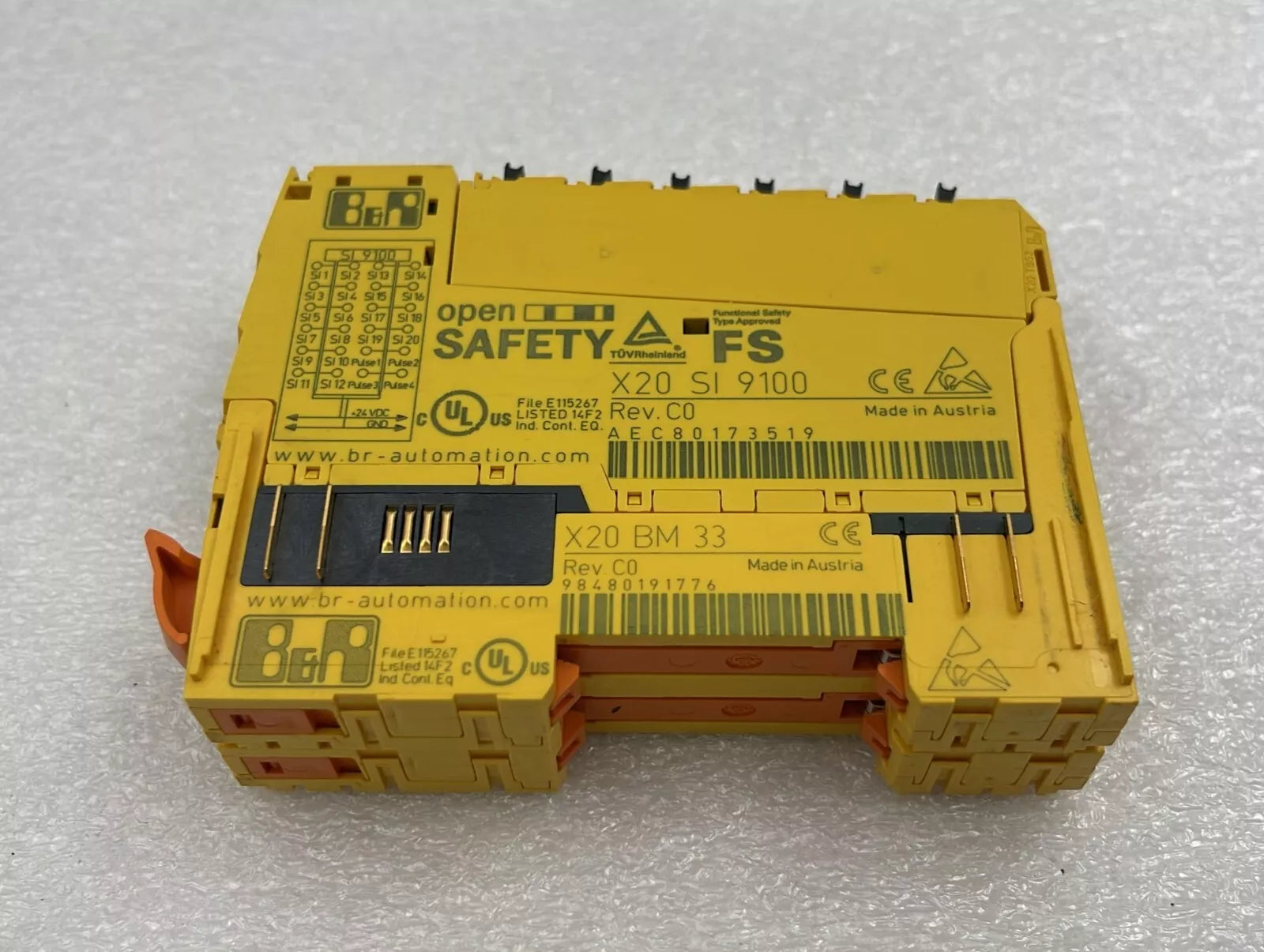 B&R Automation X20 SI 9100 Safety Digital Control Input Module W/ X20 BM 33