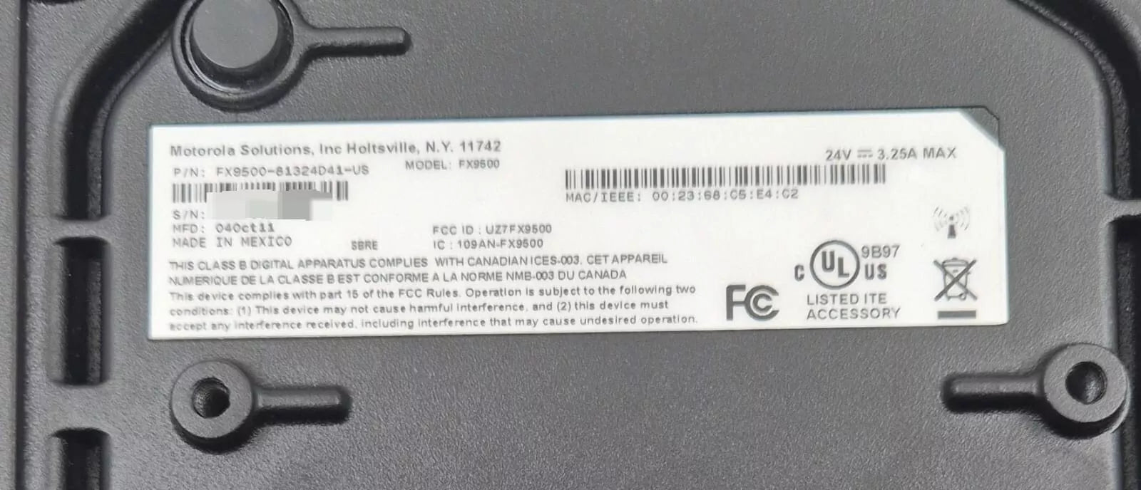 Motorola FX9500 FX9500-81324D41-US 8-Channel UHF RFID Reader 24V