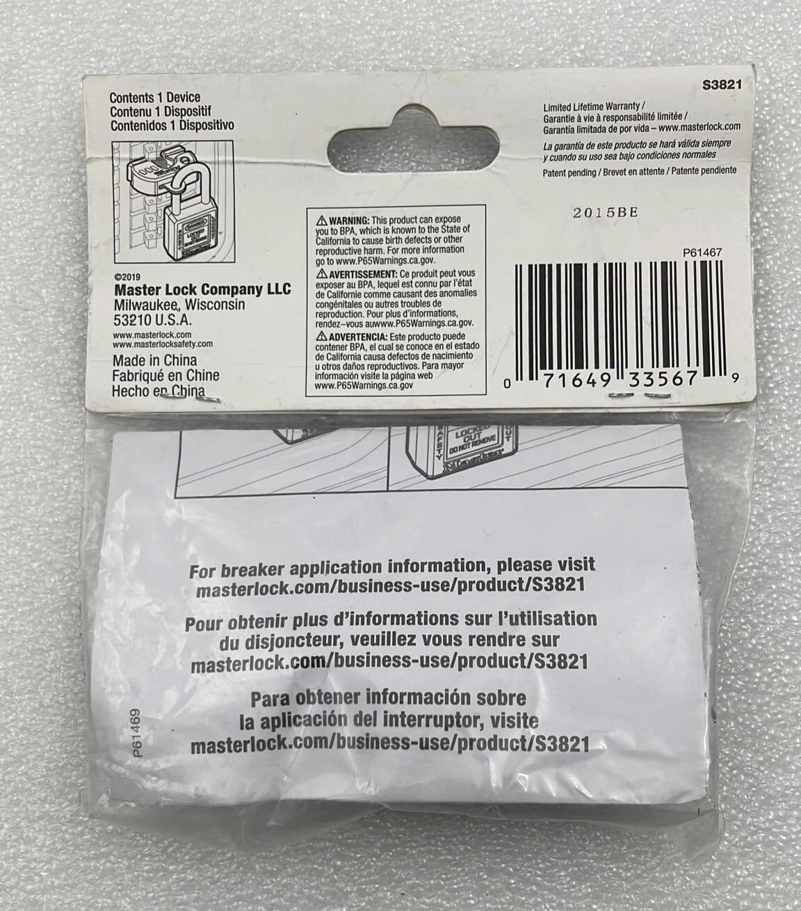 [LOT OF 4] Master Lock S3821 Miniature Circuit Breakers 120/240V Lockout Device