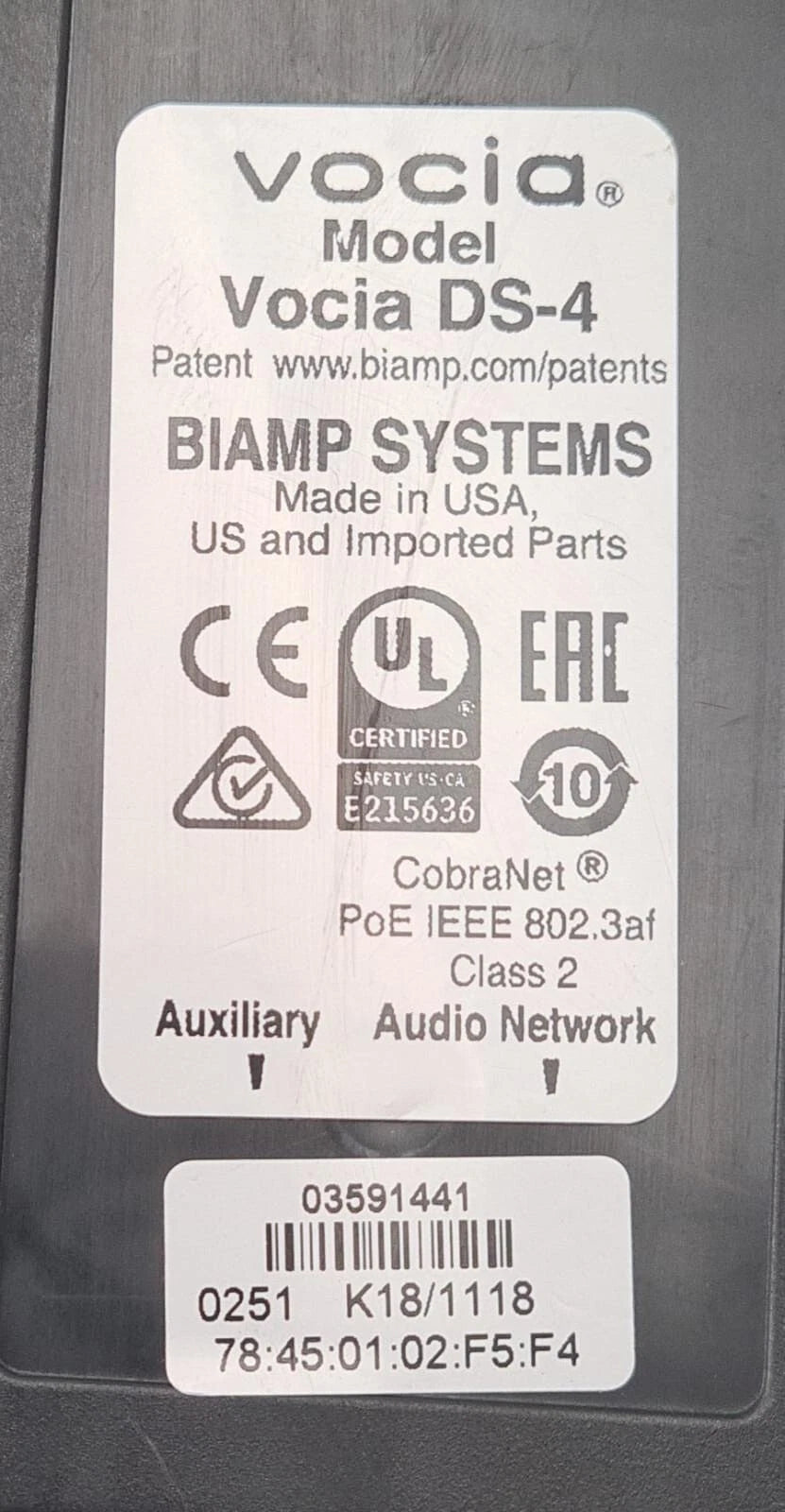 Biamp Systems VOCIA DS-4 Desktop Network Paging Station