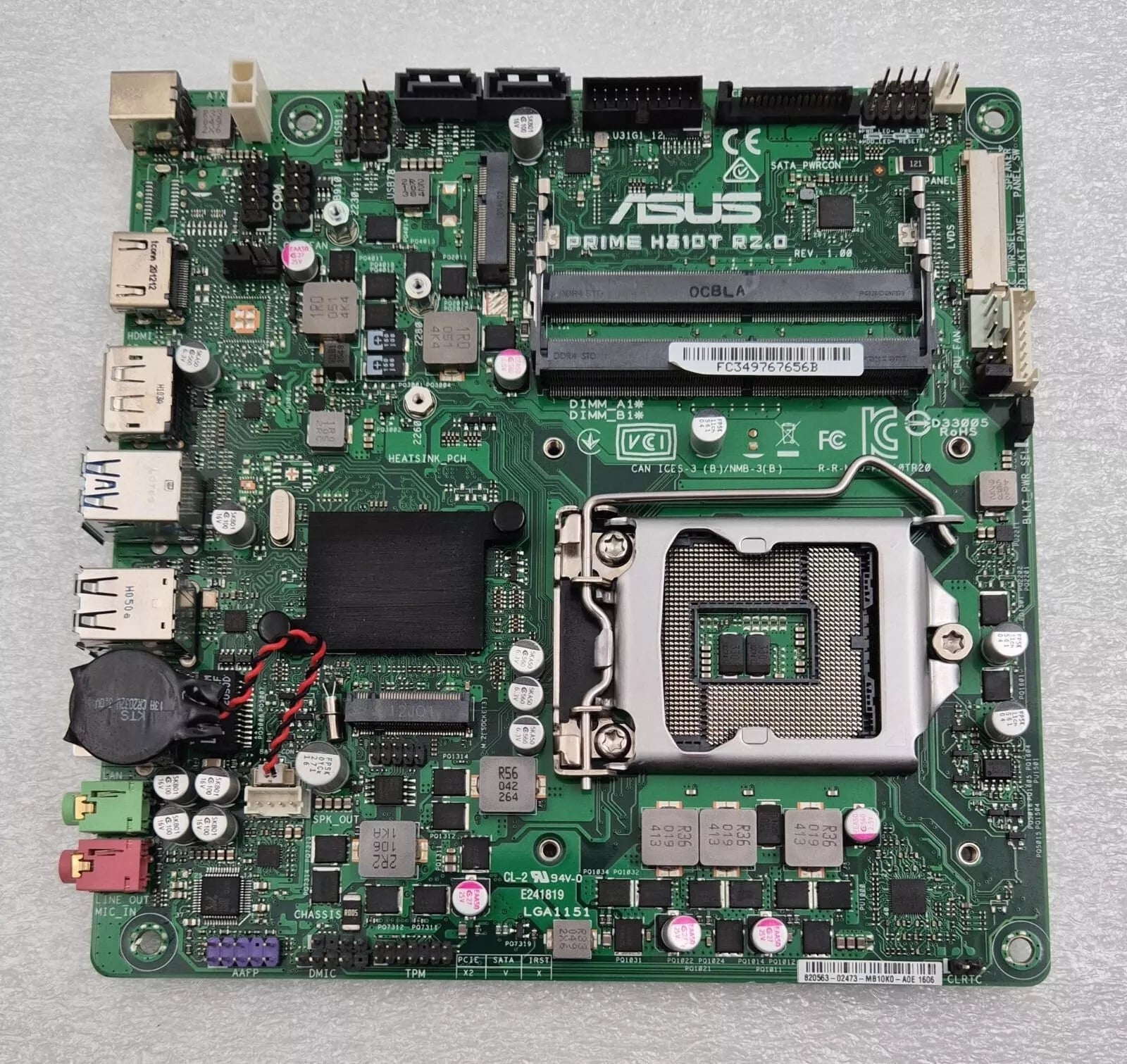 ASUS PRIME H310T R2.0 Motherboard Mini-ITX Intel LGA1151 DDR4 SATA3 HDMI