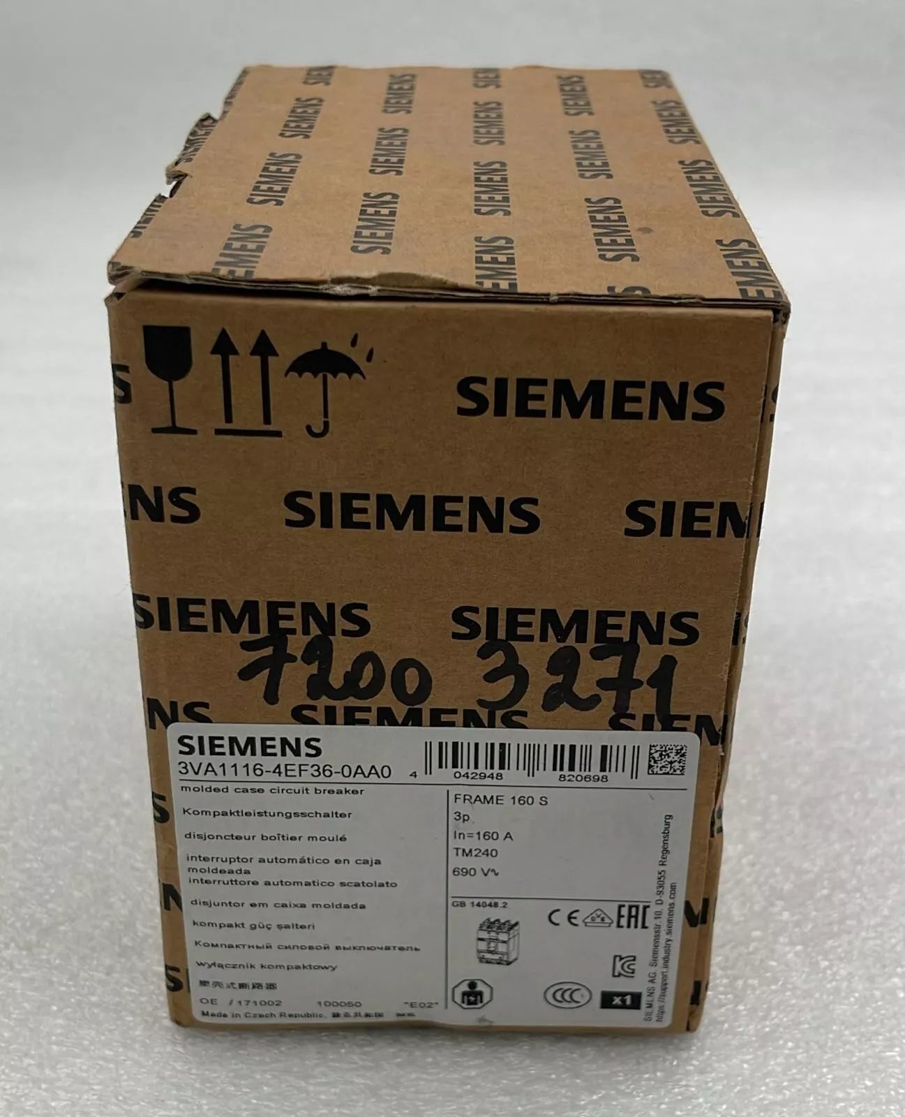 *NEW* Siemens 3VA1116-4EF36-0AA0 Molded Case Circuit Breaker FRAME 160 S