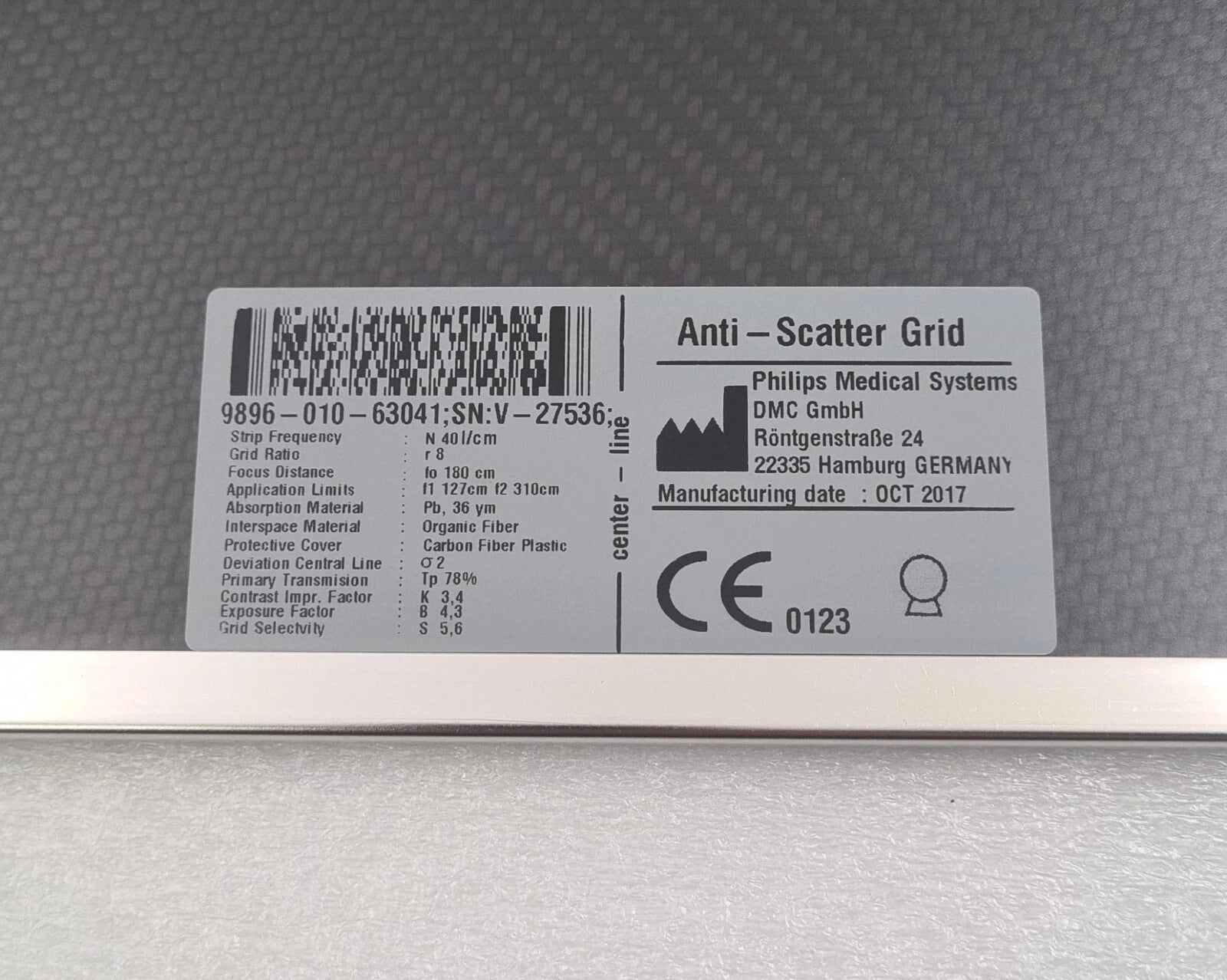 Philips Medical Anti Scatter Grid 9896-010-63041 for Focus 180cm N 40 l/cm