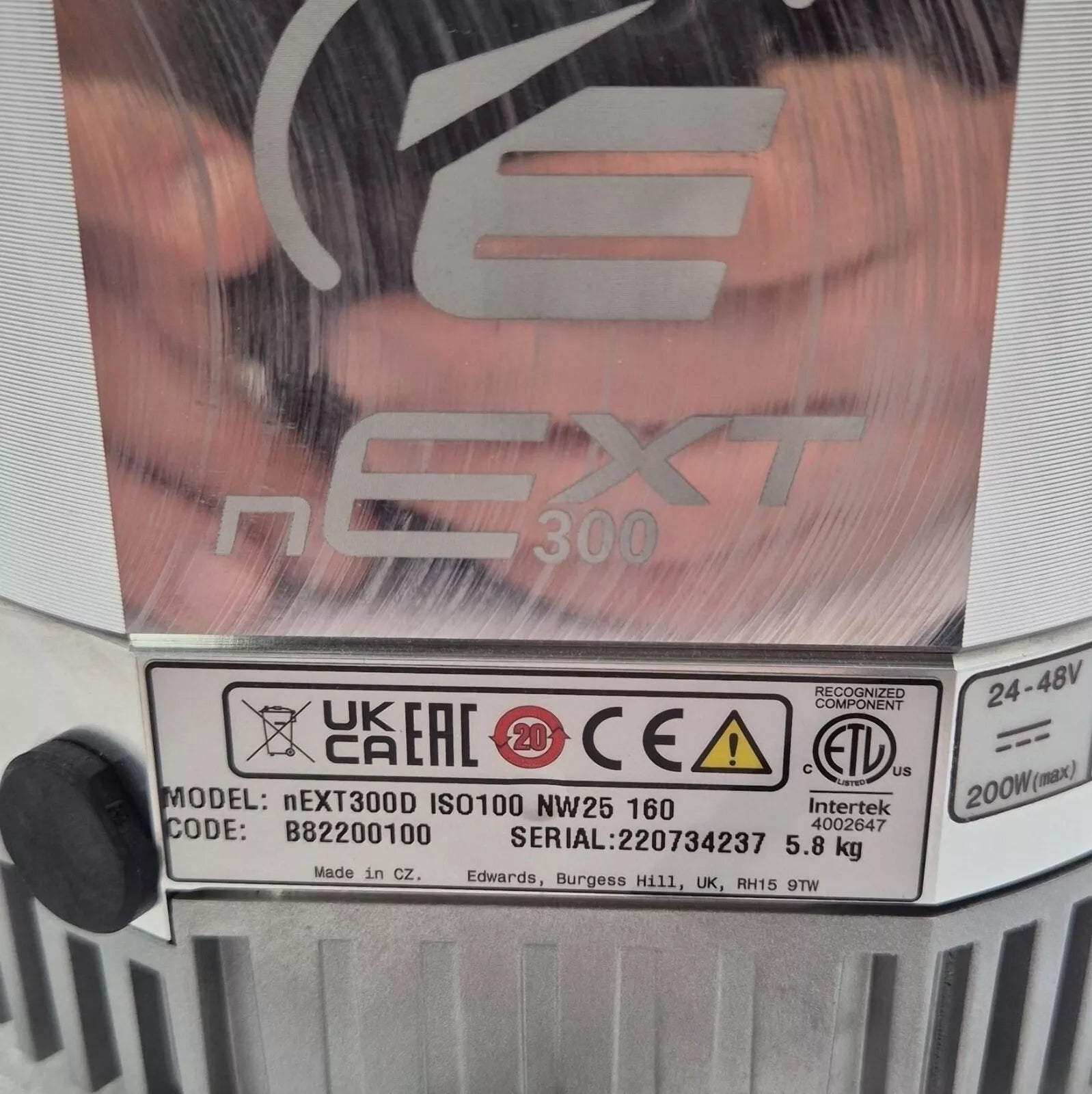 EDWARDS nEXT300 nEXT300D ISO100 160 Turbo Pump TURBOMOLECULAR 24-48V 200W