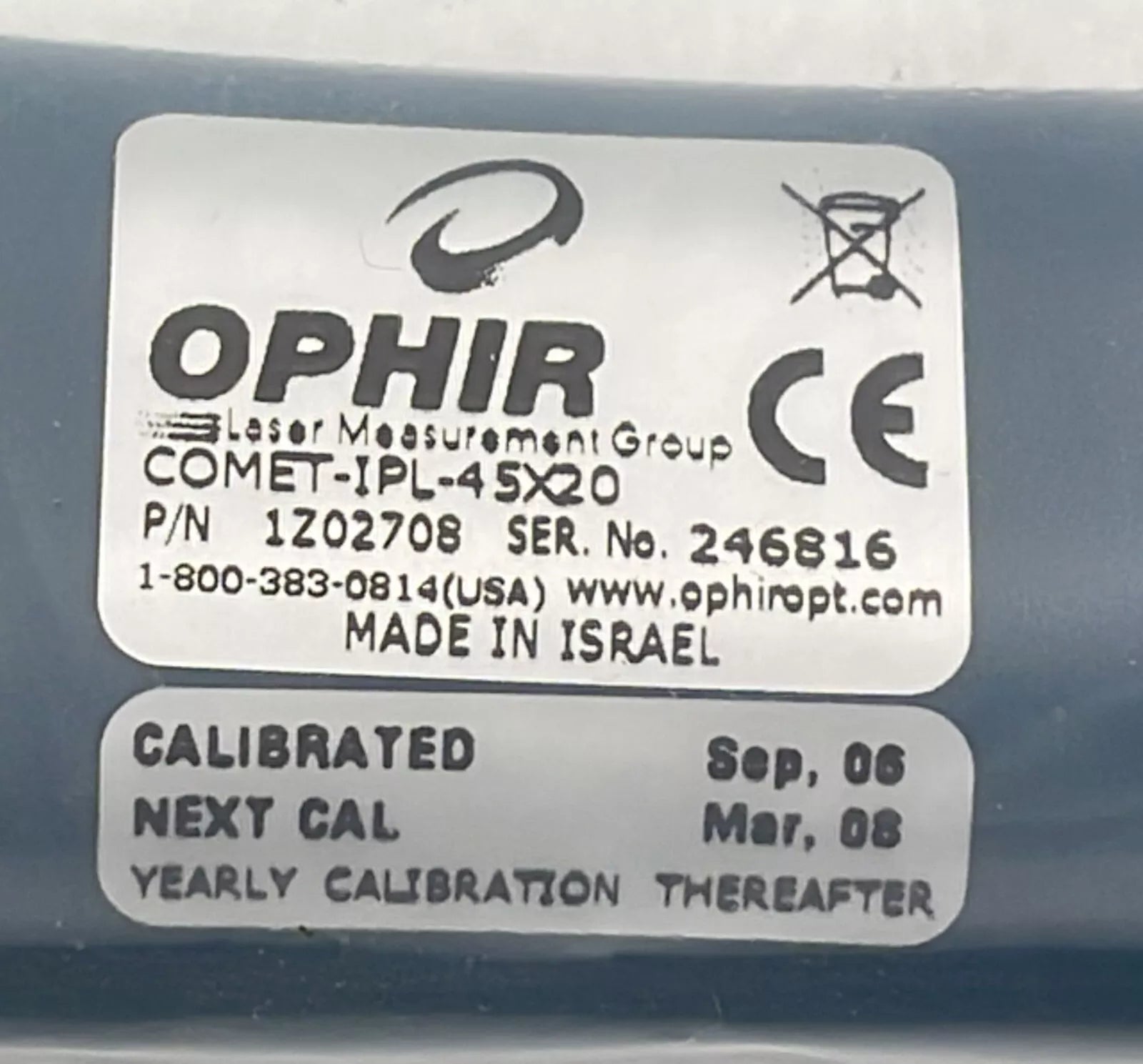 **NEW** OPHIR COMET-IPL-45X20 Power Puck Laser Sensor 1Z02708