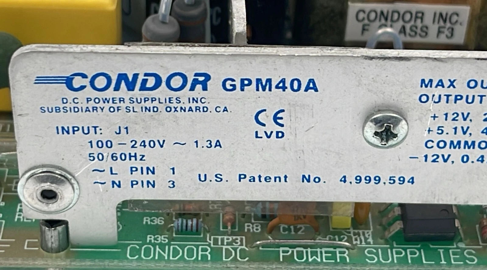 CONDOR GPM40A POWER SUPPLY 02-32380-0001 120-240V 1.3A 60Hz