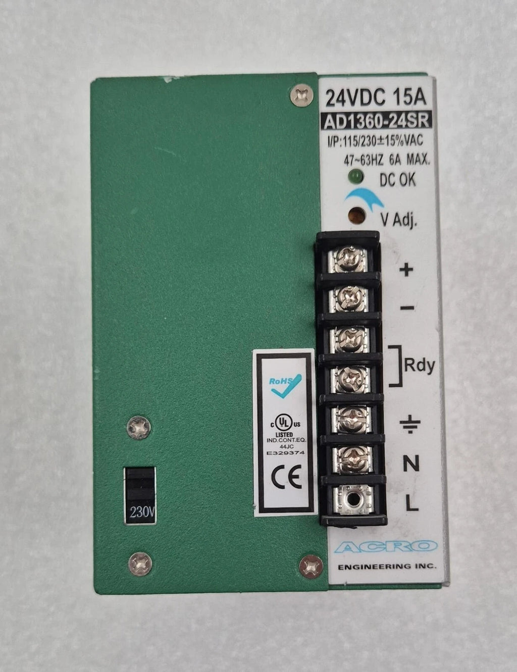 Acro Engineering ACRO ENGINEERING AD1360-24SR Switching Mode Power Supply 24VDC 15A